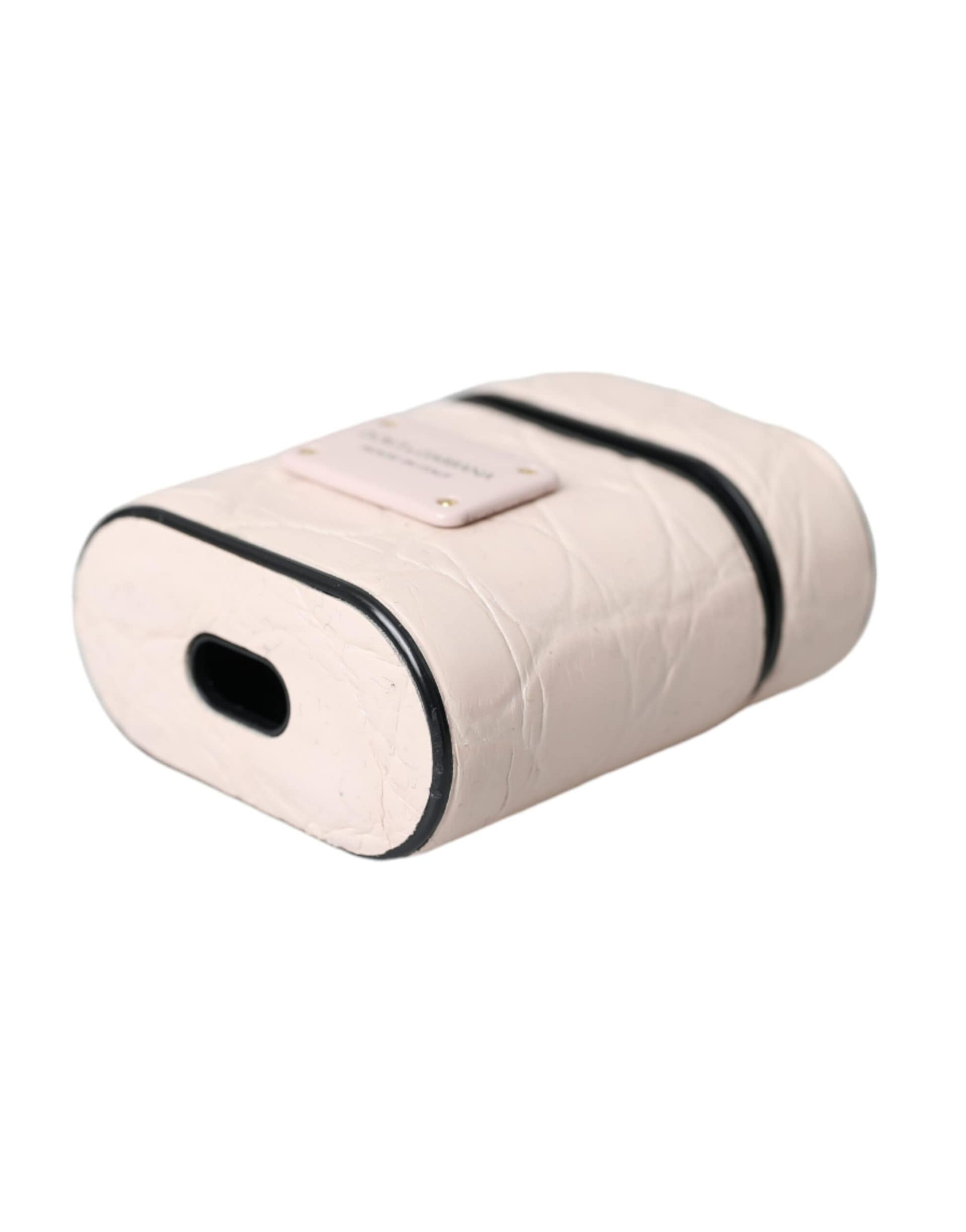 Dolce & Gabbana Light Pink Leather Metal Logo Plaque Airpods Case - Image 5