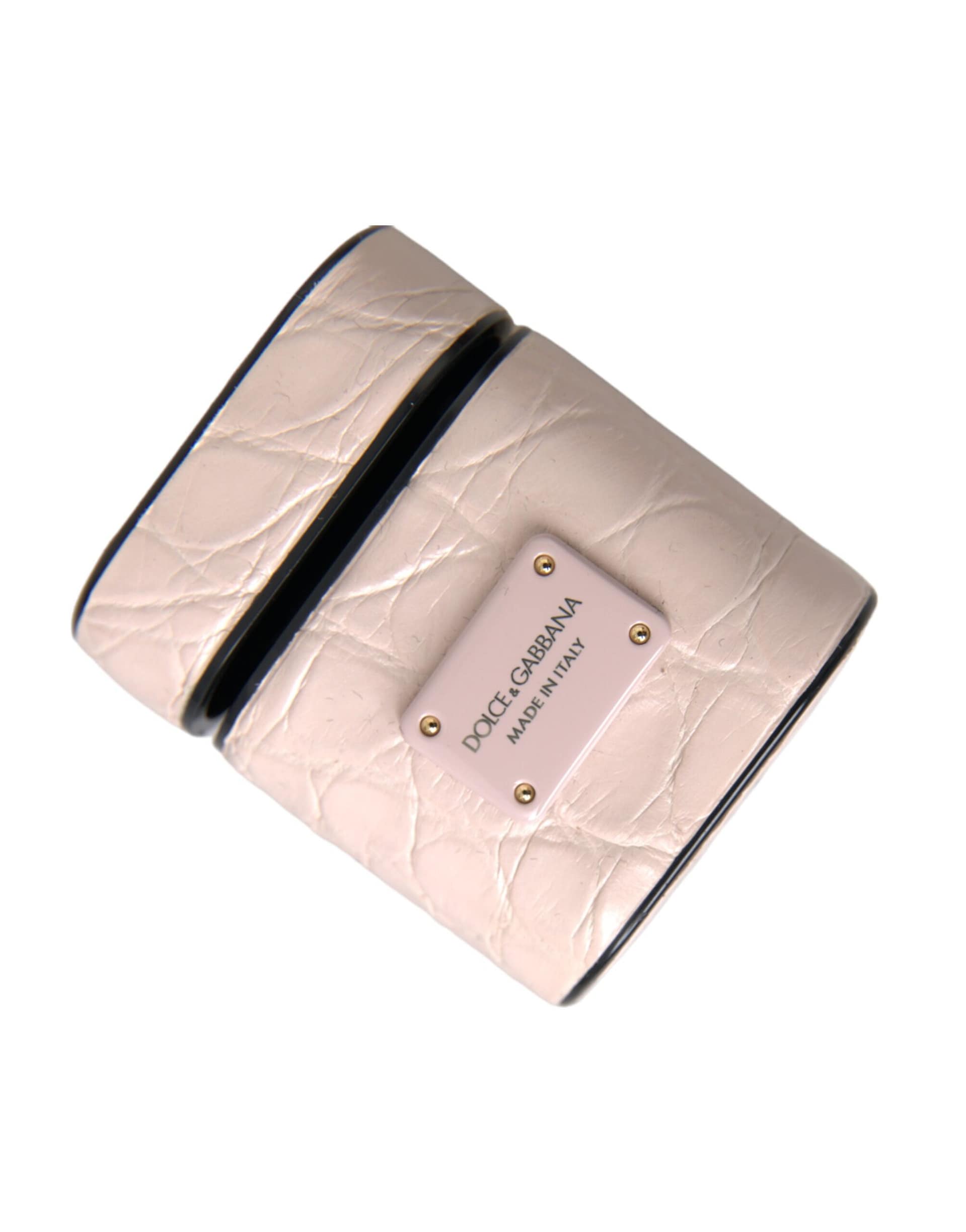 Dolce & Gabbana Light Pink Leather Metal Logo Plaque Airpods Case - Image 6