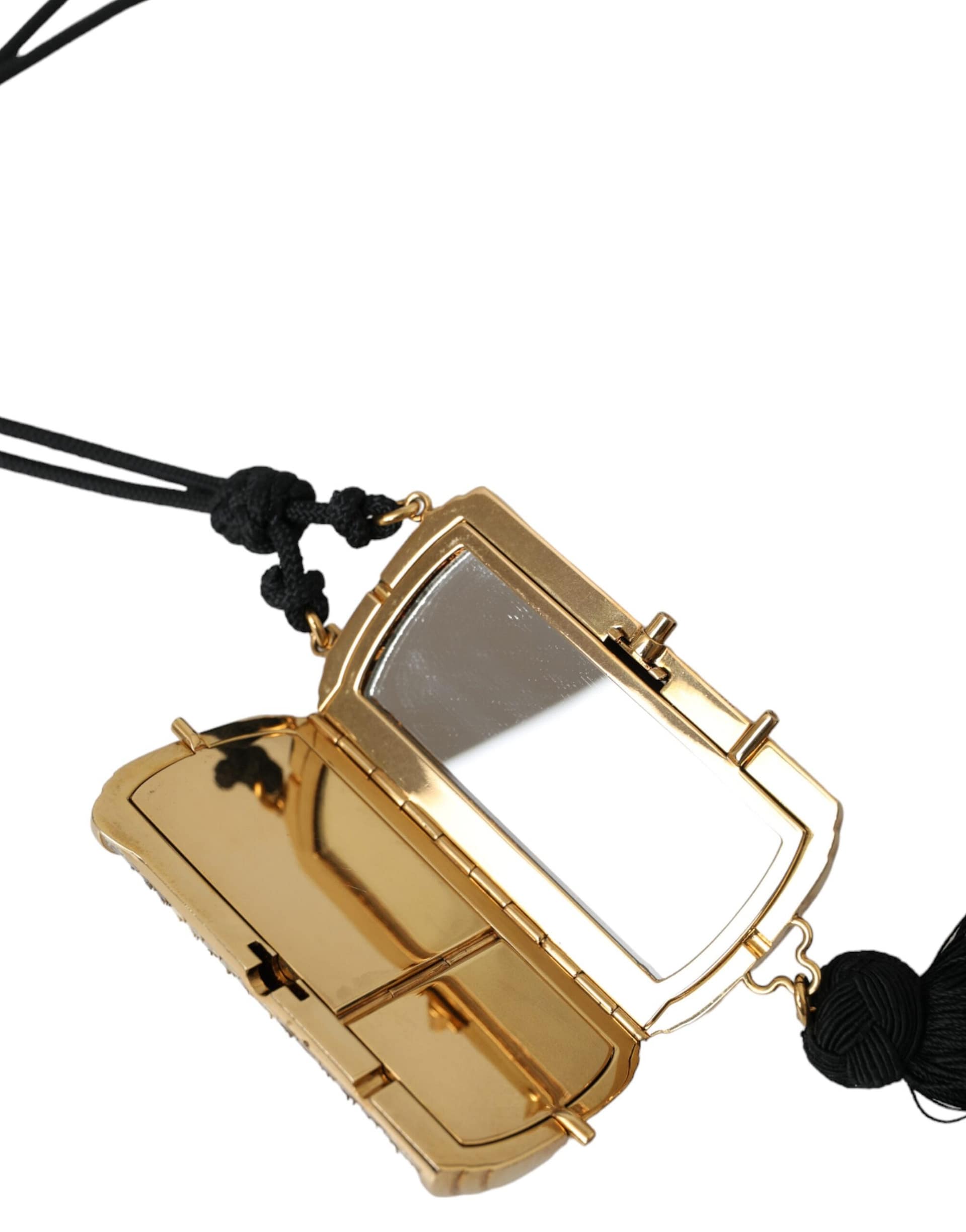 Dolce & Gabbana Beige Exotic Leather Mini Mirror Tassel Make Up Holder Bag - Image 6