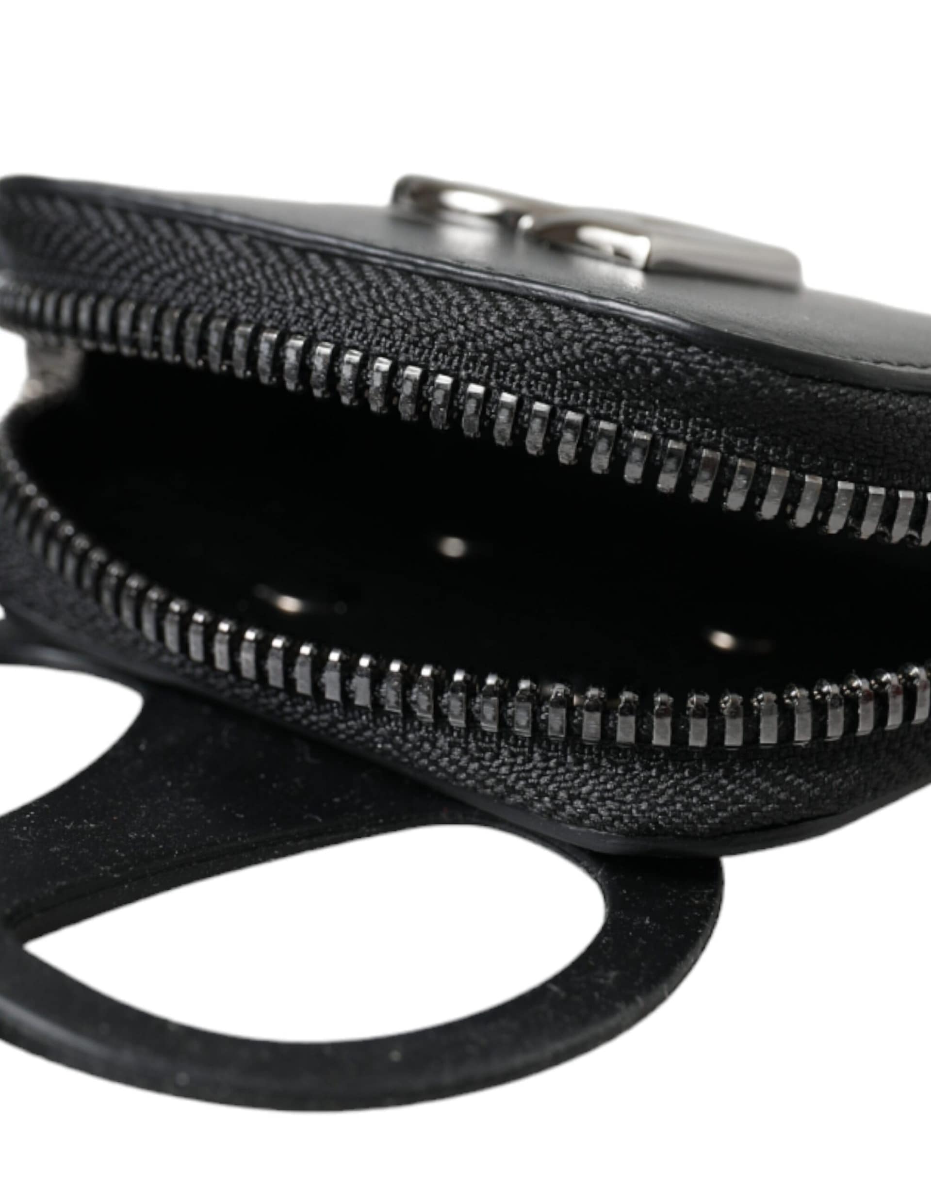 Dolce & Gabbana Black Calfskin Leather DG Logo Coin Purse Lanyard Wallet - Image 6