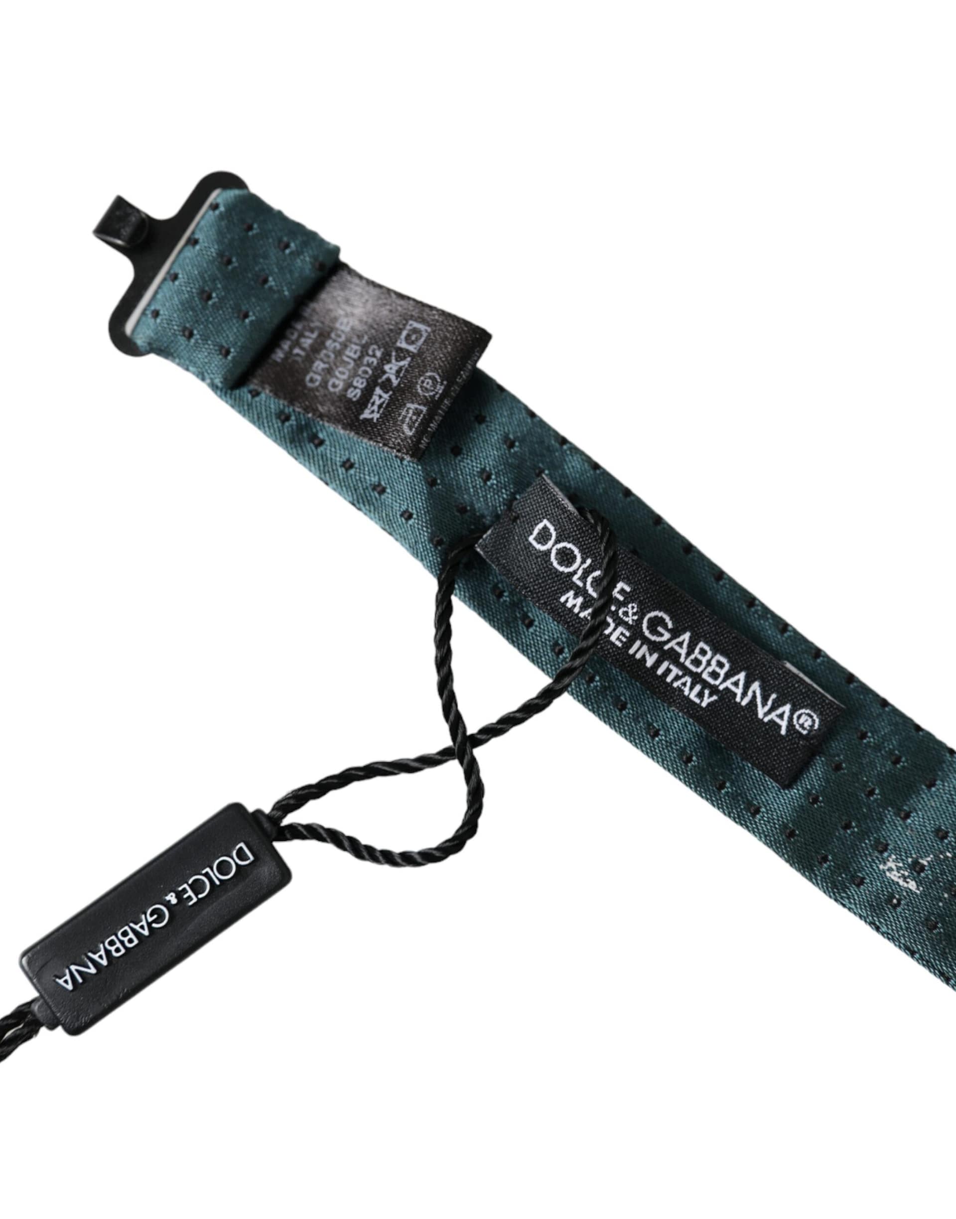 Dolce & Gabbana Green Silk Fantasy Adjustable Neck Men Papillon Bow Tie - Image 5