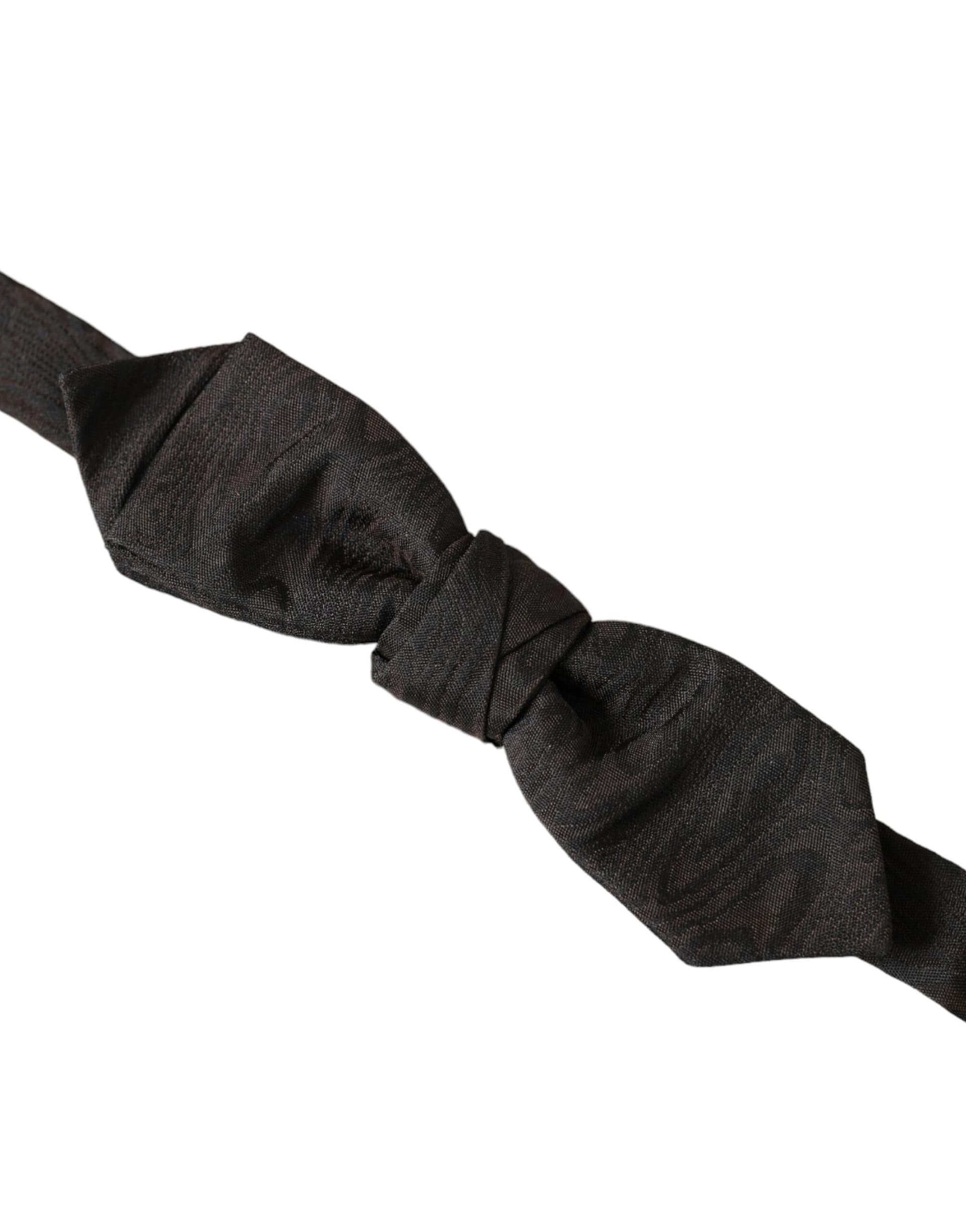 Dolce & Gabbana Black Silk Adjustable Neck Men Bow Tie - Image 3