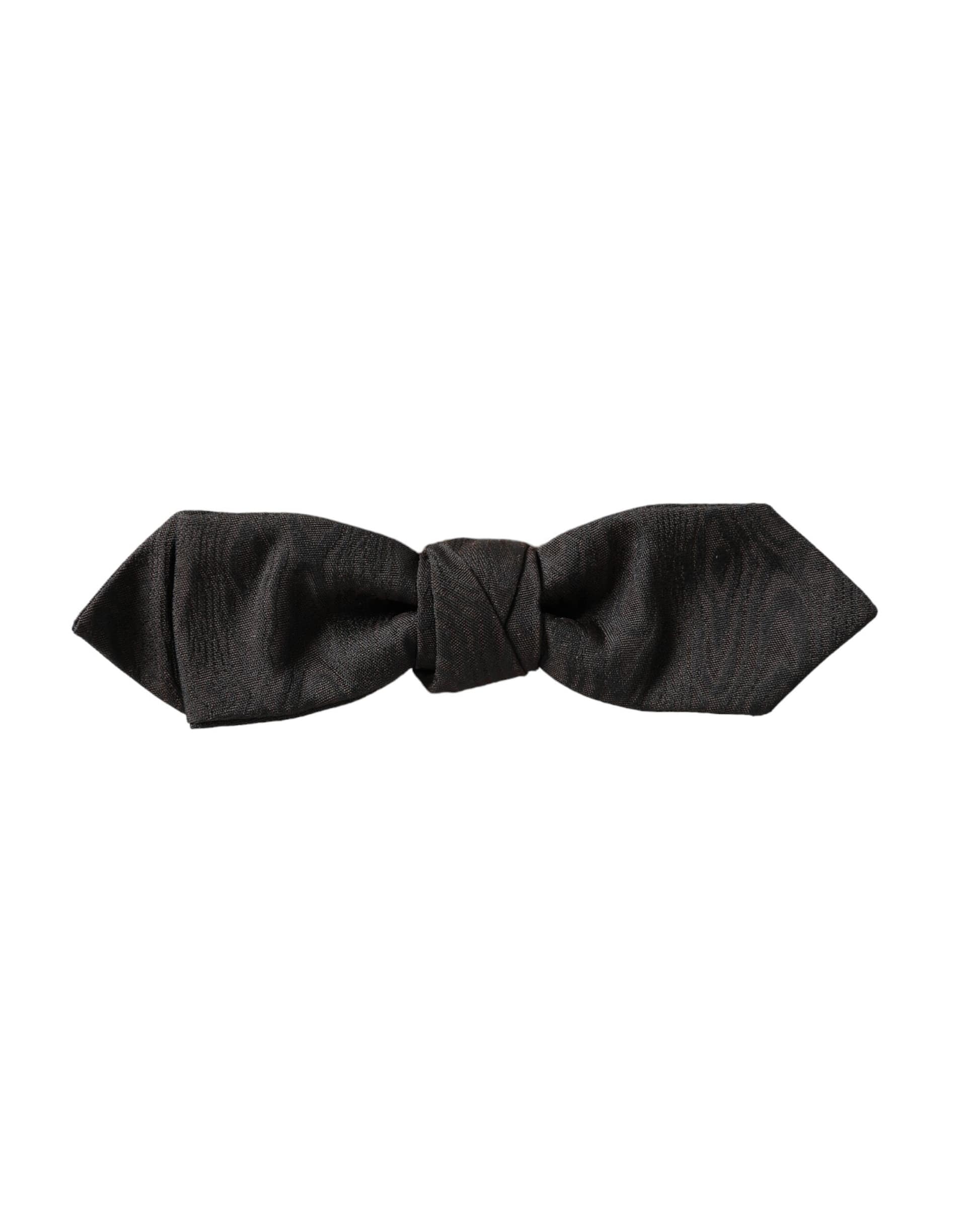 Dolce & Gabbana Black Silk Adjustable Neck Men Bow Tie - Image 4