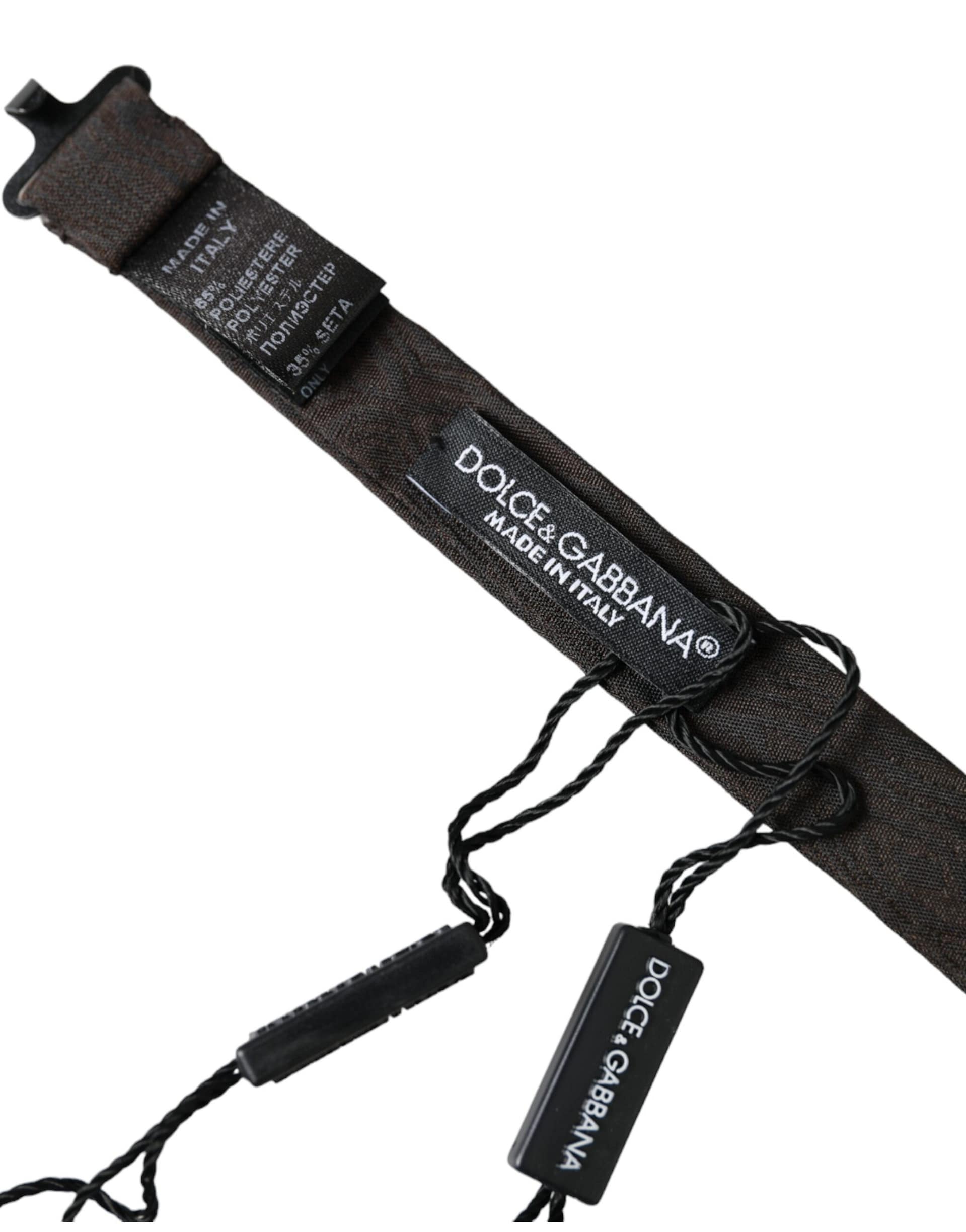 Dolce & Gabbana Black Silk Adjustable Neck Men Bow Tie - Image 6