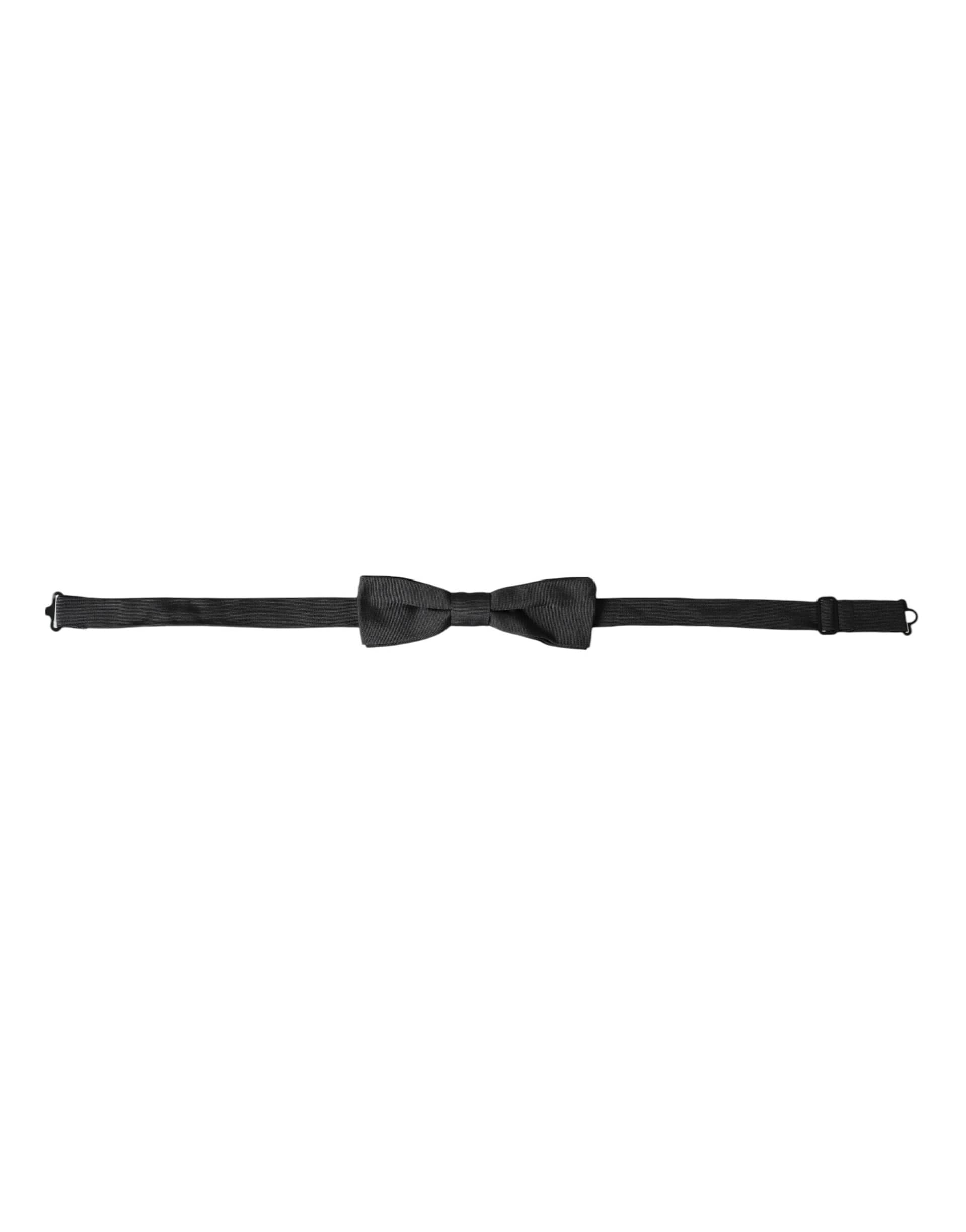 Dolce & Gabbana Black Silk Adjustable Neck Men Bow Tie - Image 2