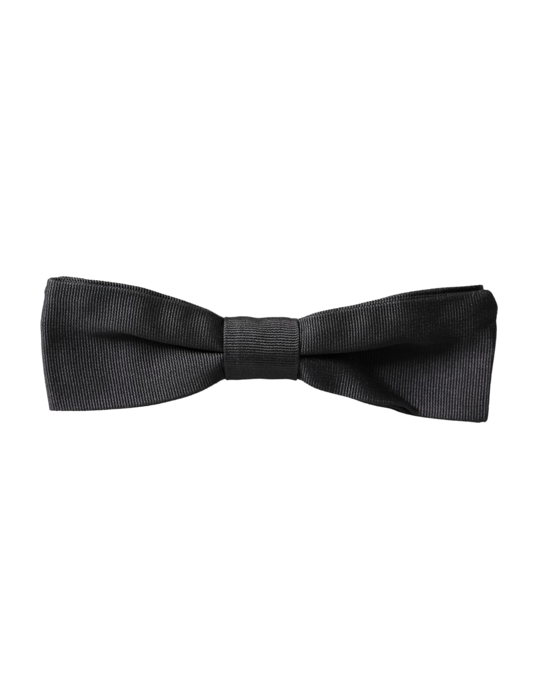 Dolce & Gabbana Black Silk Adjustable Neck Men Bow Tie - Image 4