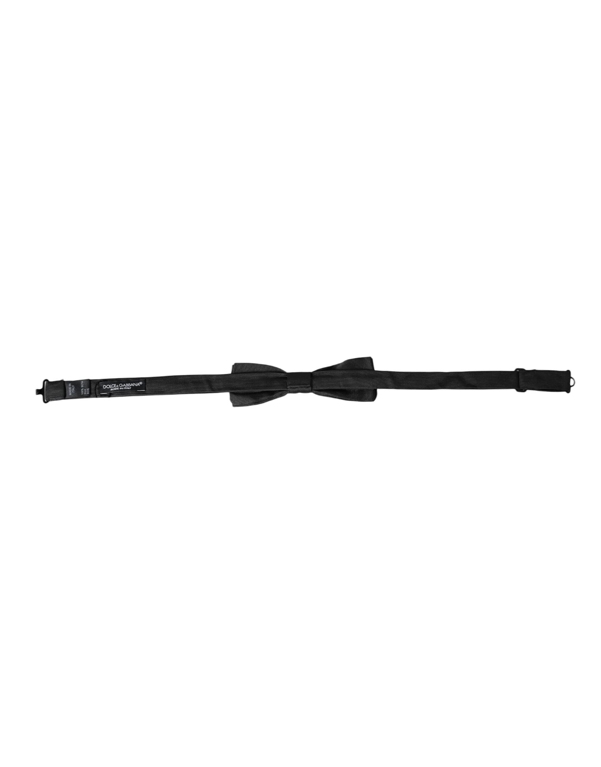 Dolce & Gabbana Black Silk Adjustable Neck Men Bow Tie - Image 5