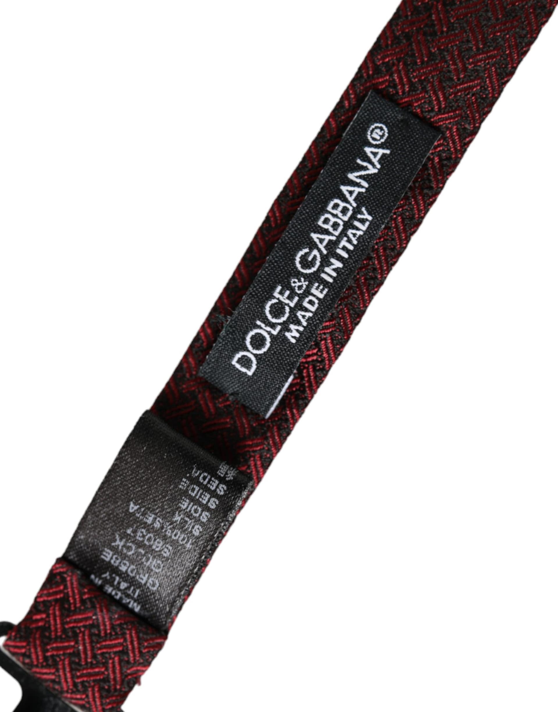 Dolce & Gabbana Red Silk Fantasy Adjustable Neck Men Bow Tie - Image 6