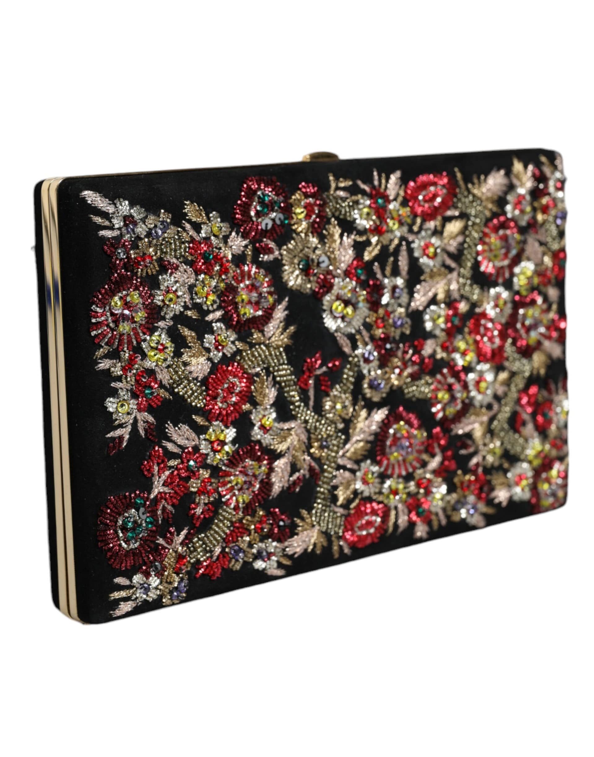 Dolce & Gabbana Multicolor Floral Gold Frame Clutch Evening Purse Bag - Image 2