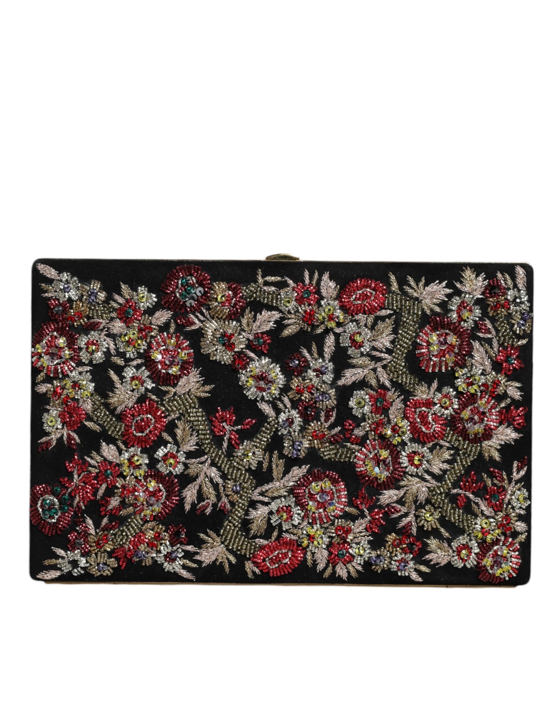 Dolce & Gabbana Multicolor Floral Gold Frame Clutch Evening Purse Bag - Image 3