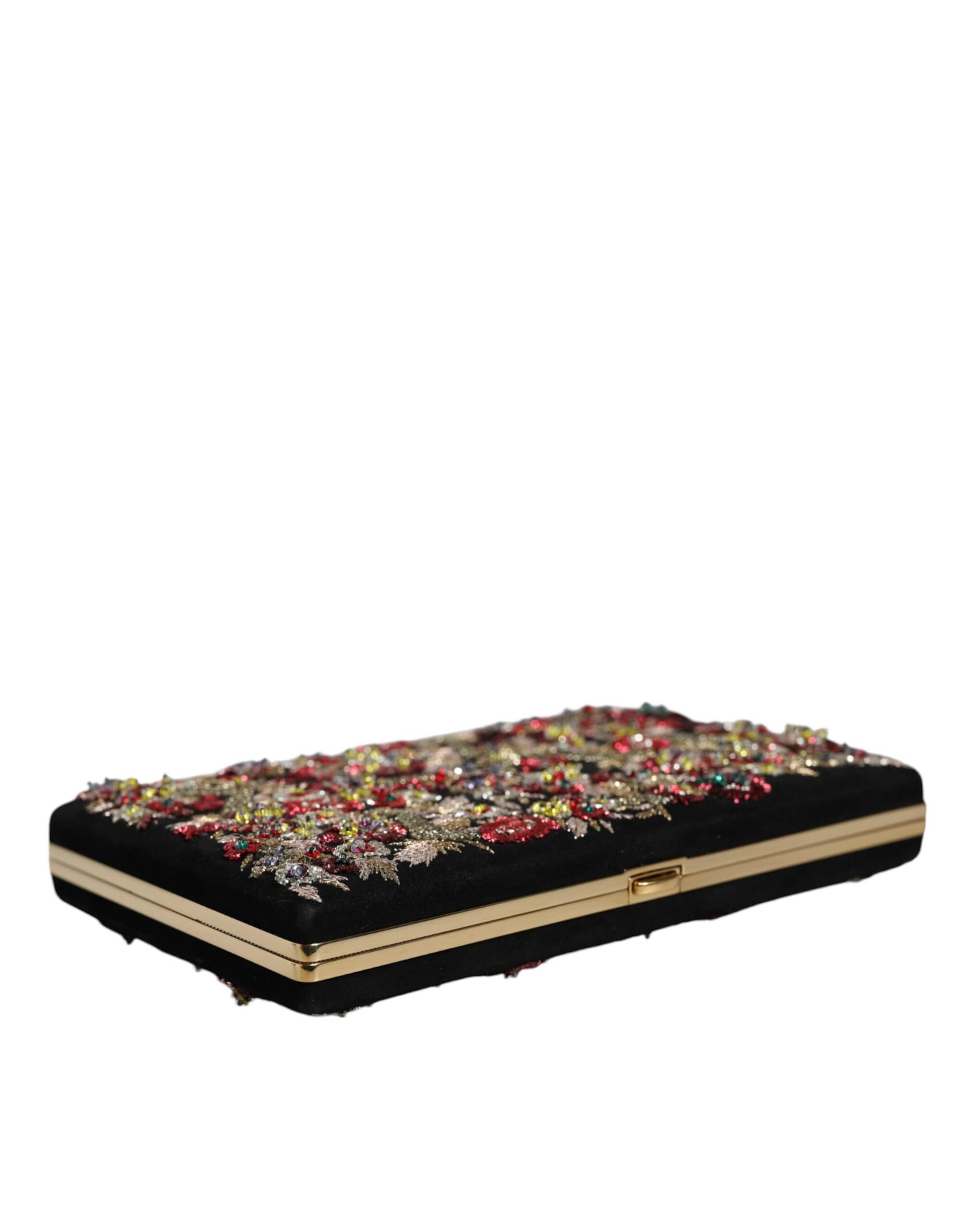 Dolce & Gabbana Multicolor Floral Gold Frame Clutch Evening Purse Bag - Image 4