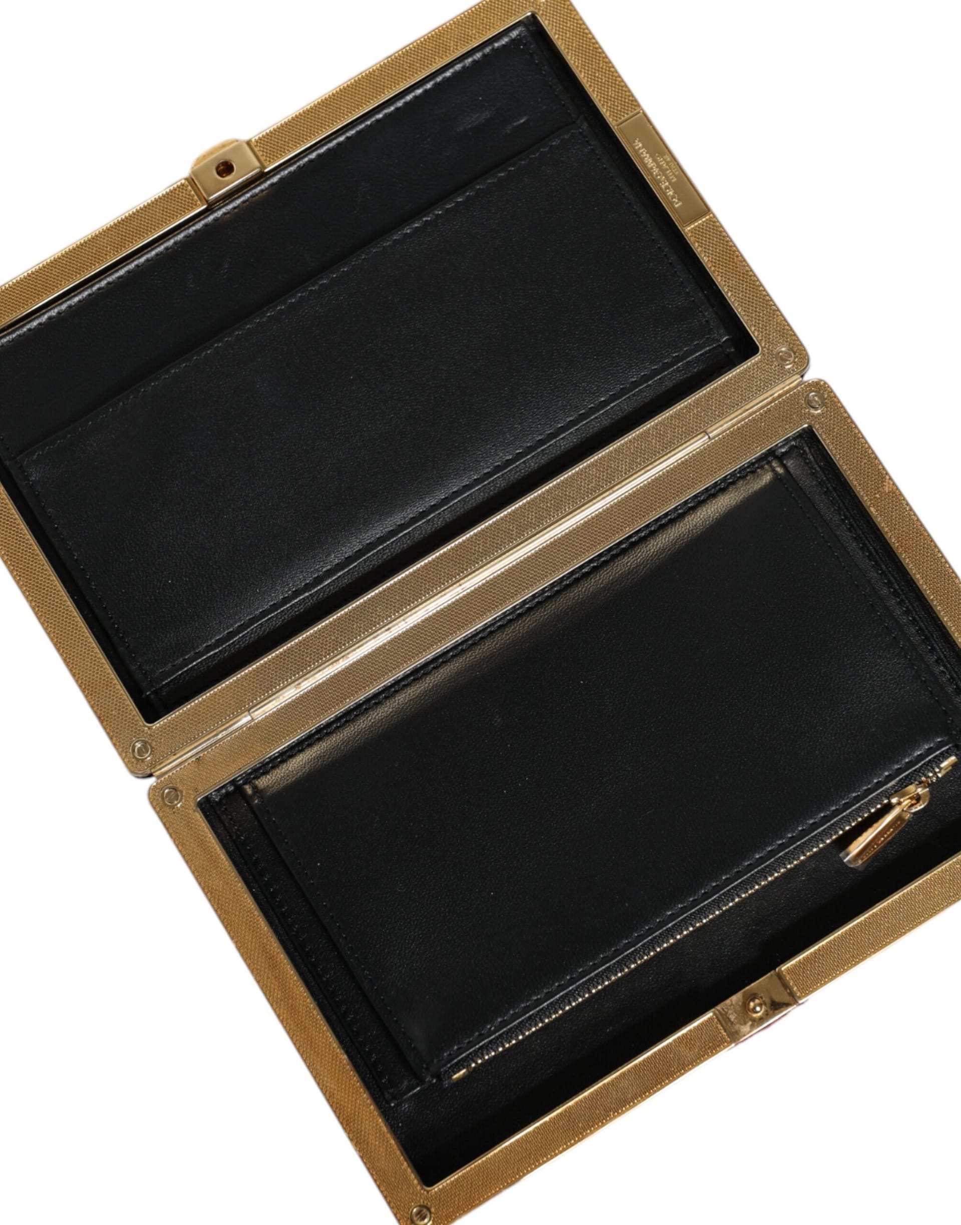 Dolce & Gabbana Red Velvet Gold Frame Clutch Evening Party Purse Bag - Image 6