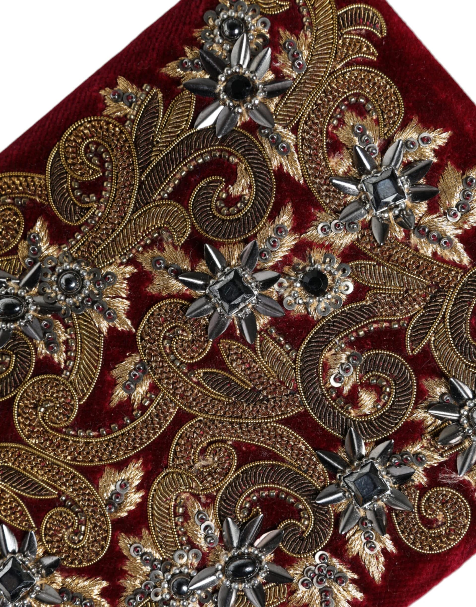 Dolce & Gabbana Red Velvet Gold Frame Clutch Evening Party Purse Bag - Image 7