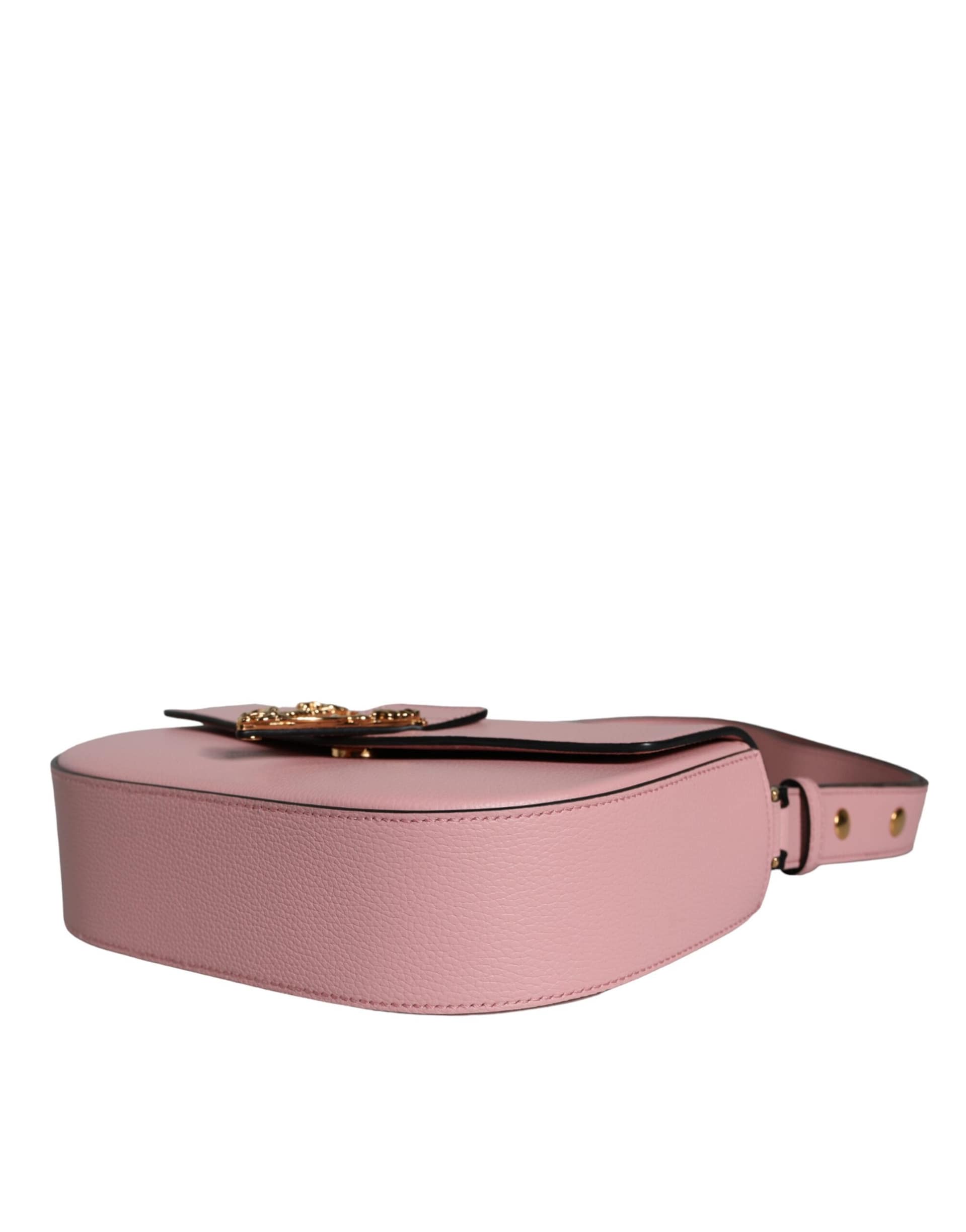 Versace Pink Grainy Calf Leather Logo Crossbody Shoulder Bag - Image 5