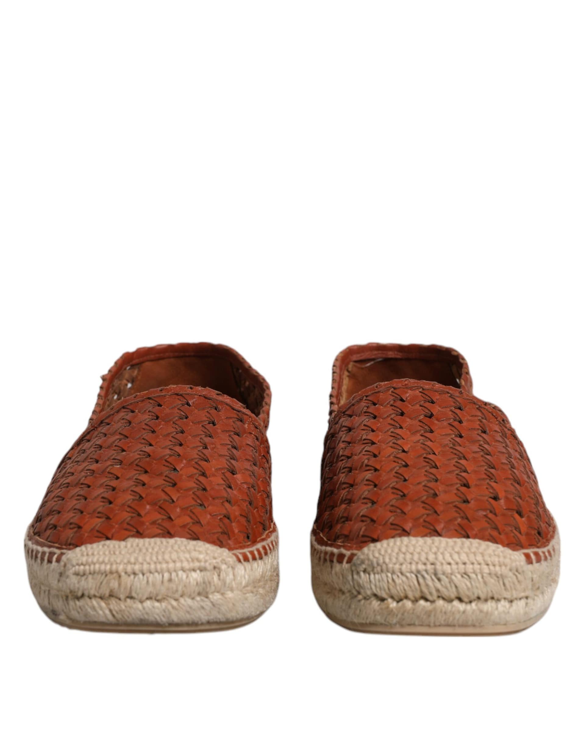 Dolce & Gabbana Maroon Woven Leather Men Espadrille Shoes - Image 2