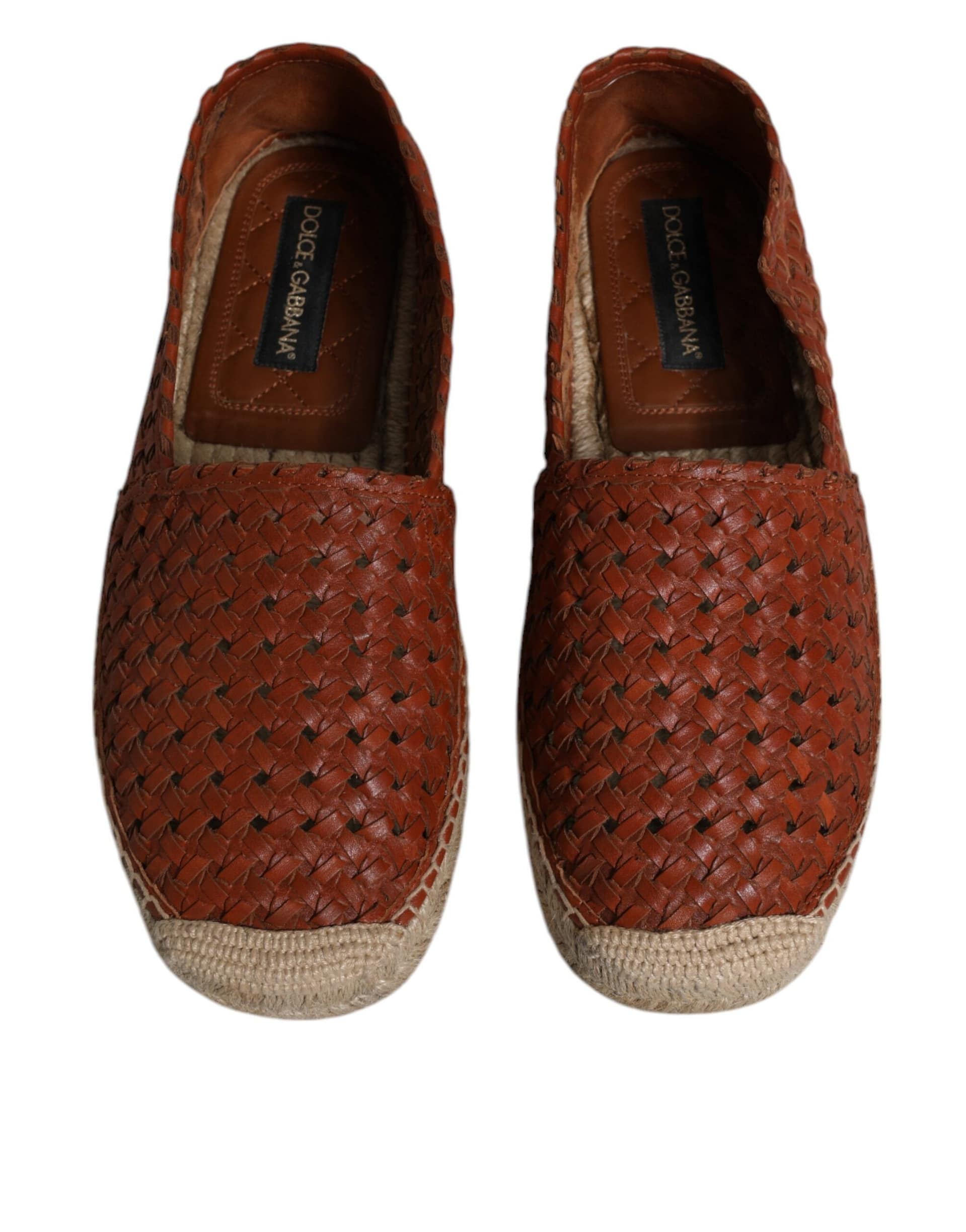 Dolce & Gabbana Maroon Woven Leather Men Espadrille Shoes - Image 3