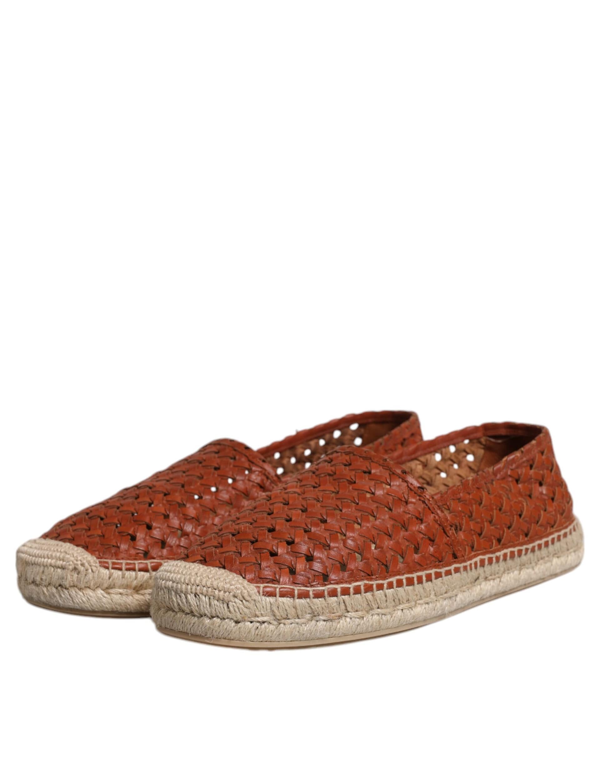 Dolce & Gabbana Maroon Woven Leather Men Espadrille Shoes - Image 4