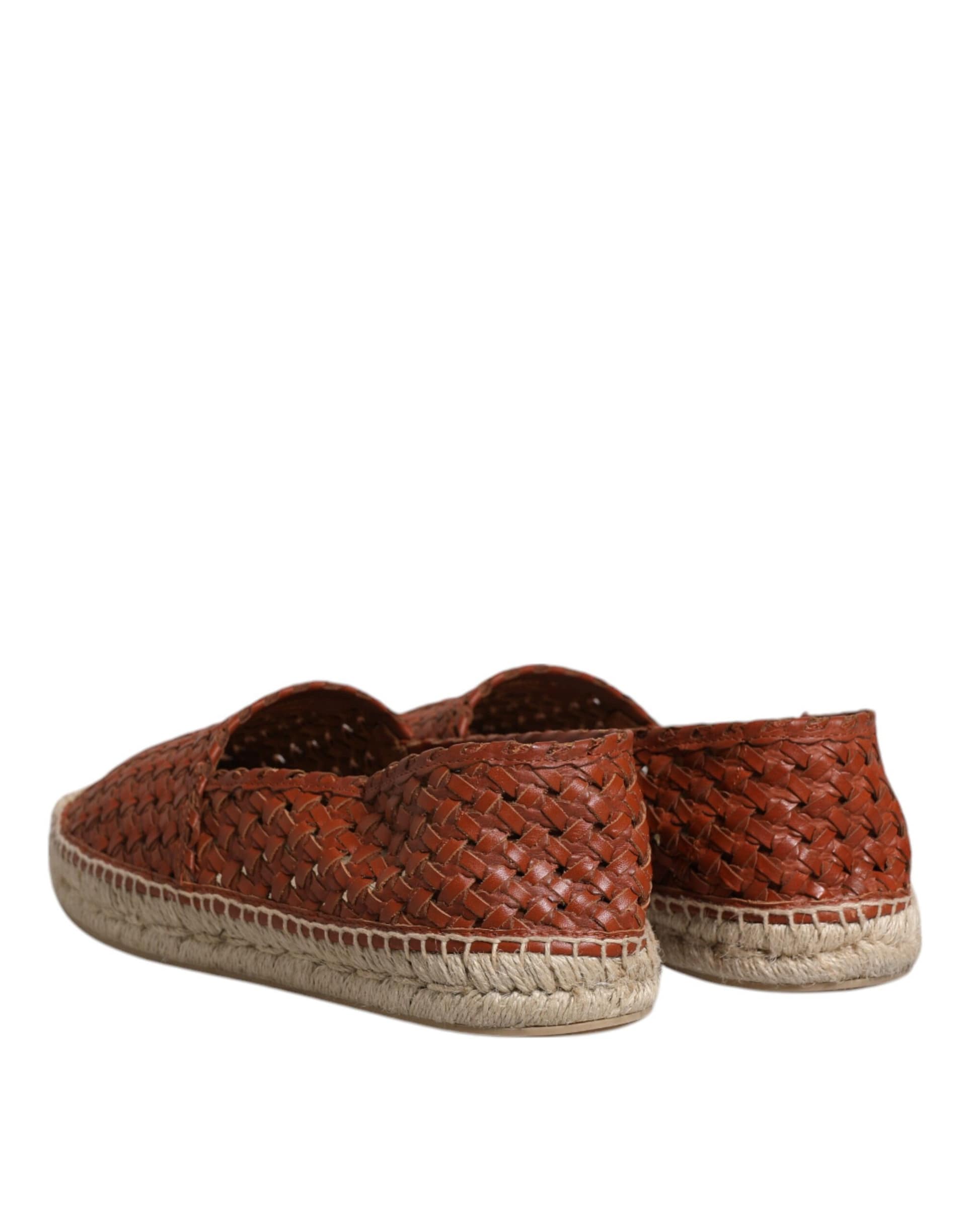 Dolce & Gabbana Maroon Woven Leather Men Espadrille Shoes - Image 5