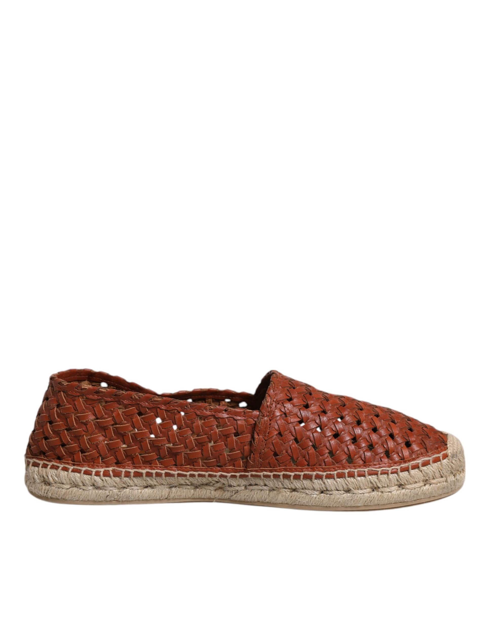 Dolce & Gabbana Maroon Woven Leather Men Espadrille Shoes - Image 7