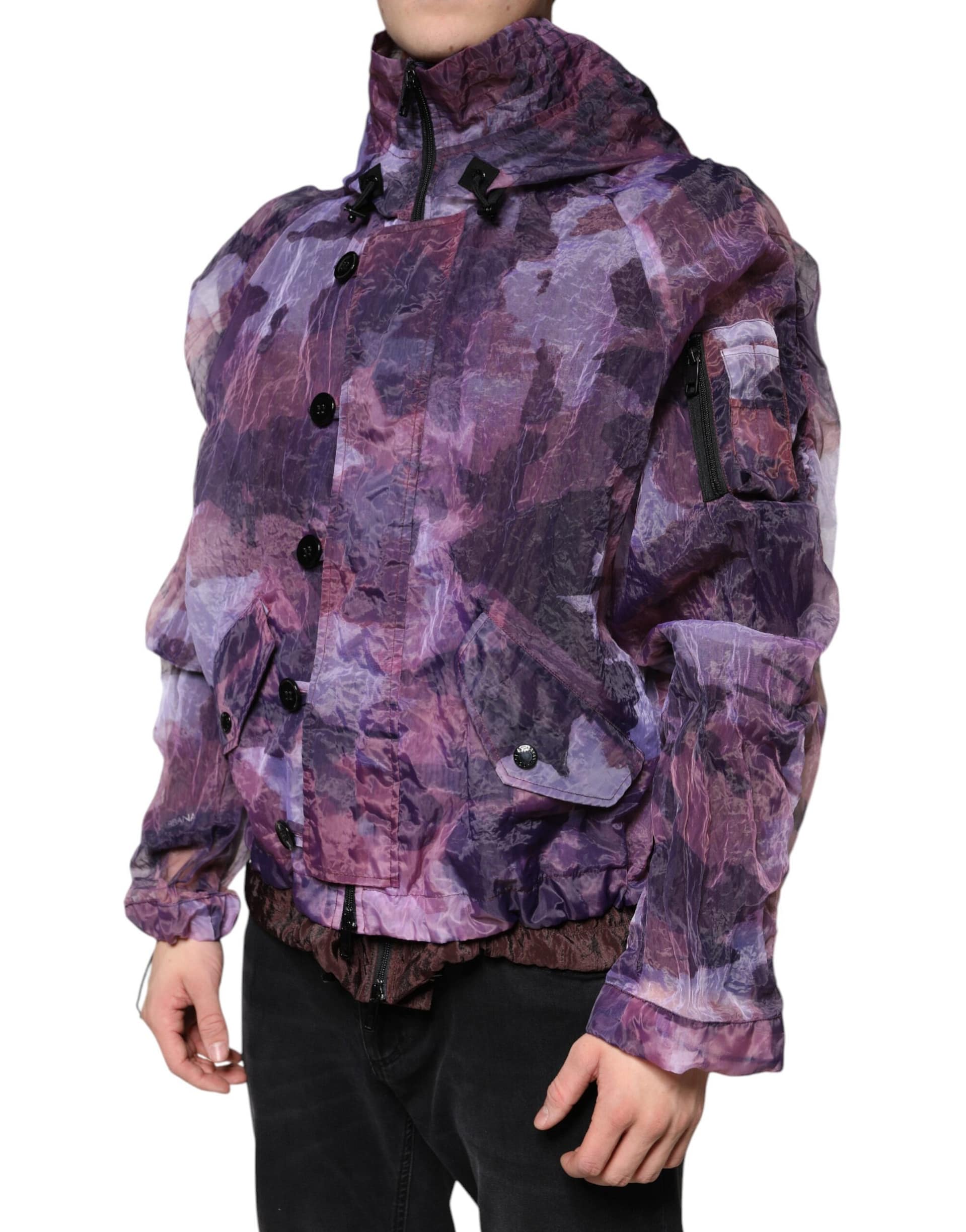Dolce & Gabbana Purple Camouflage Hooded Men Blouson Jacket - Image 3