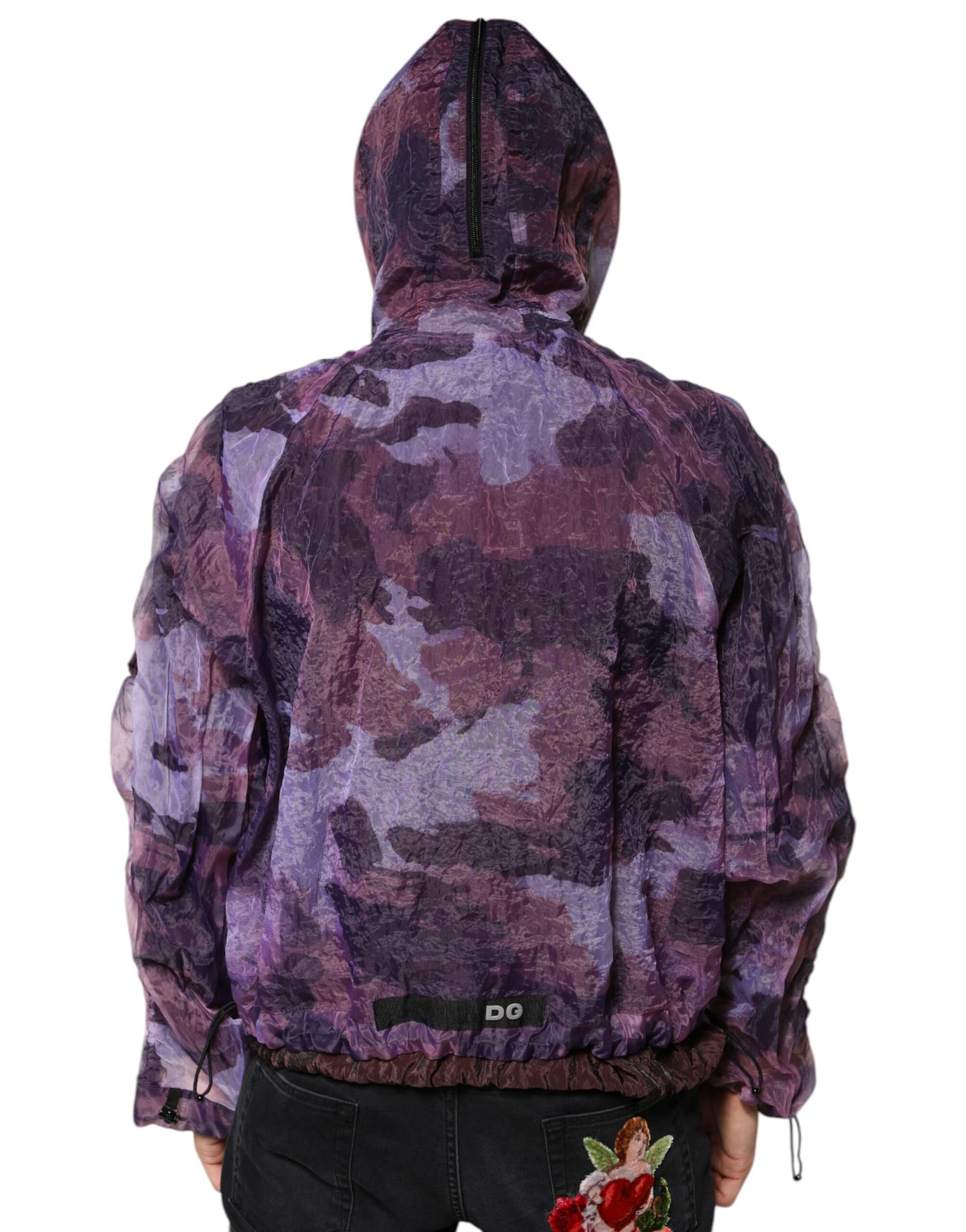 Dolce & Gabbana Purple Camouflage Hooded Men Blouson Jacket - Image 4