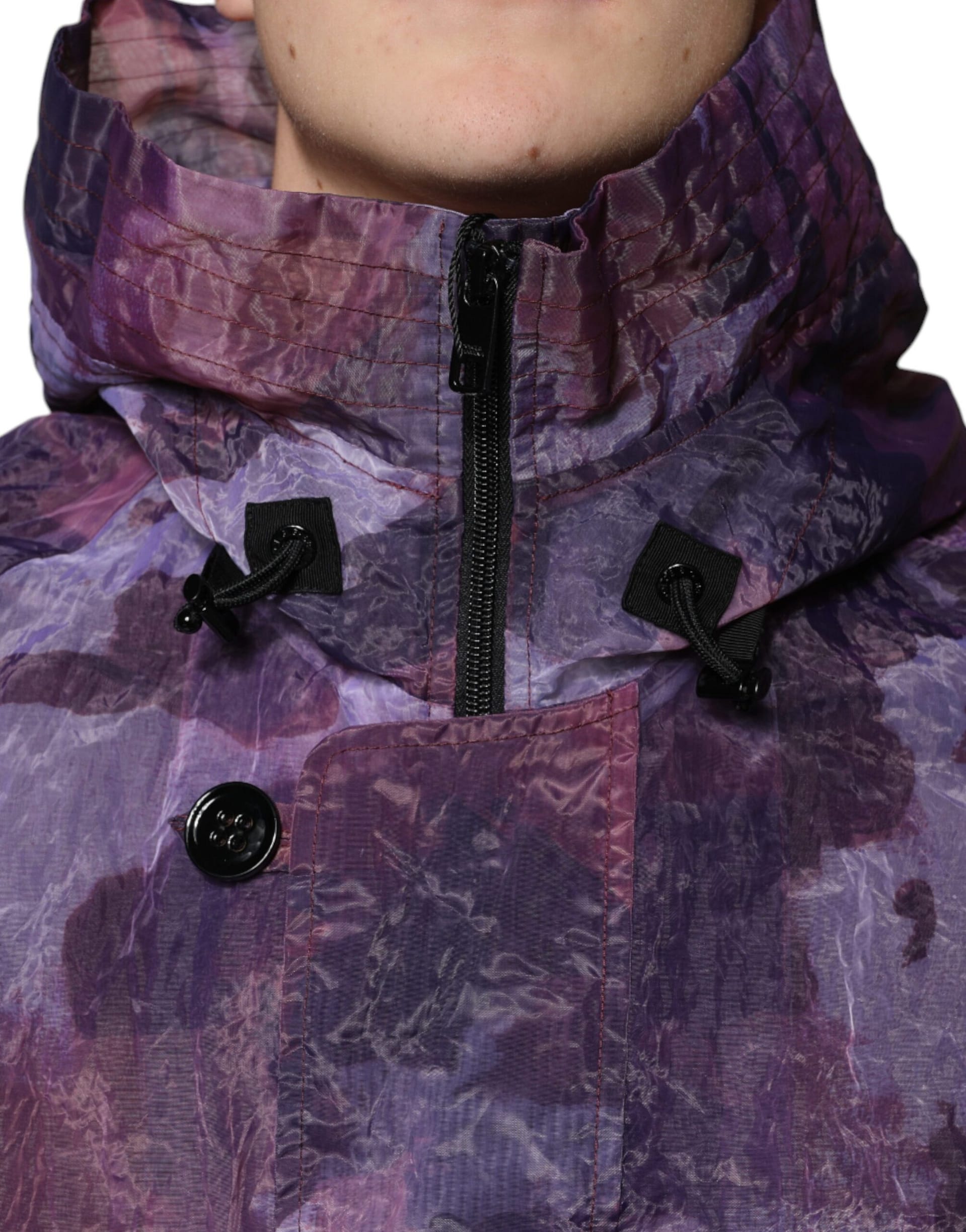 Dolce & Gabbana Purple Camouflage Hooded Men Blouson Jacket - Image 5