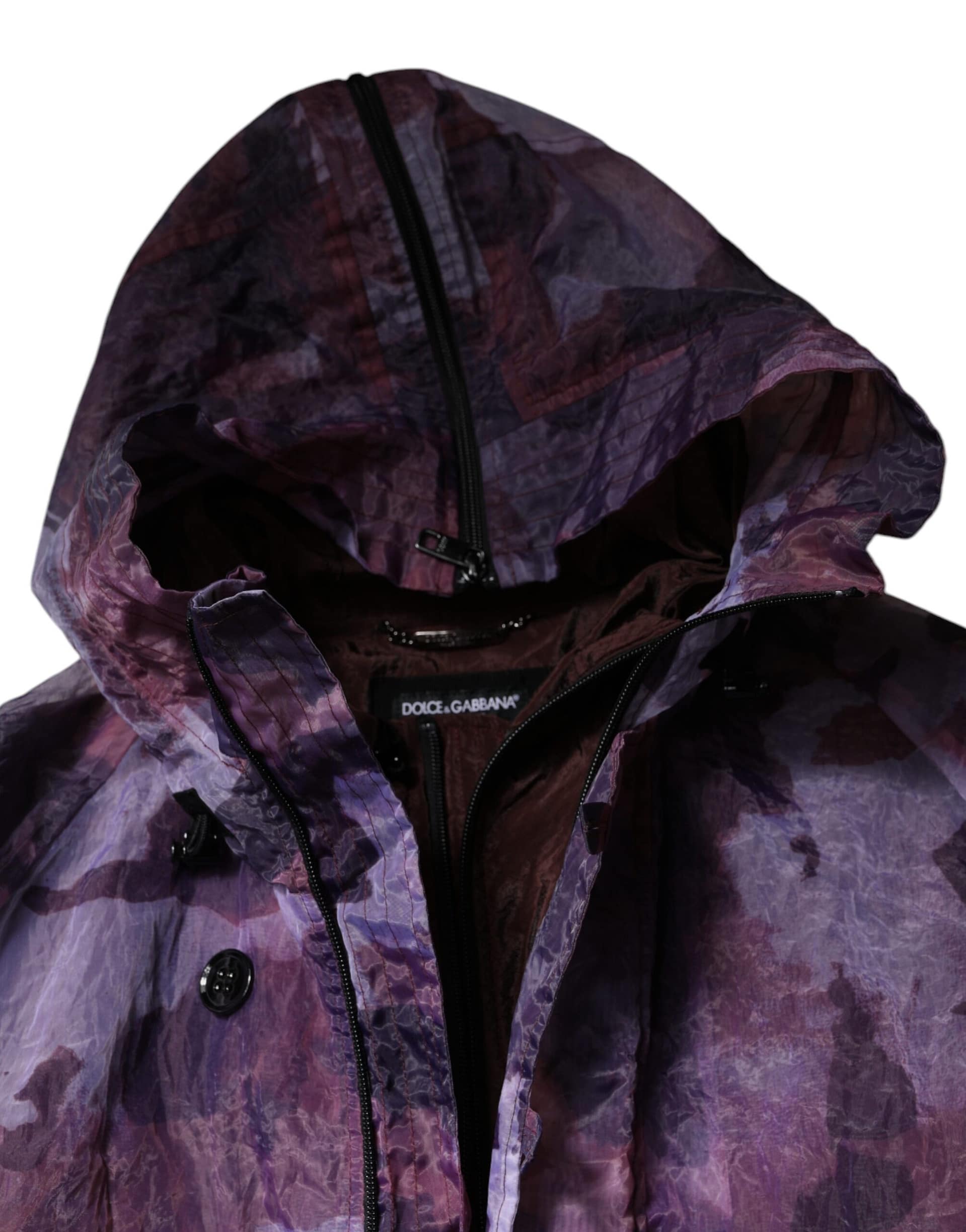Dolce & Gabbana Purple Camouflage Hooded Men Blouson Jacket - Image 7