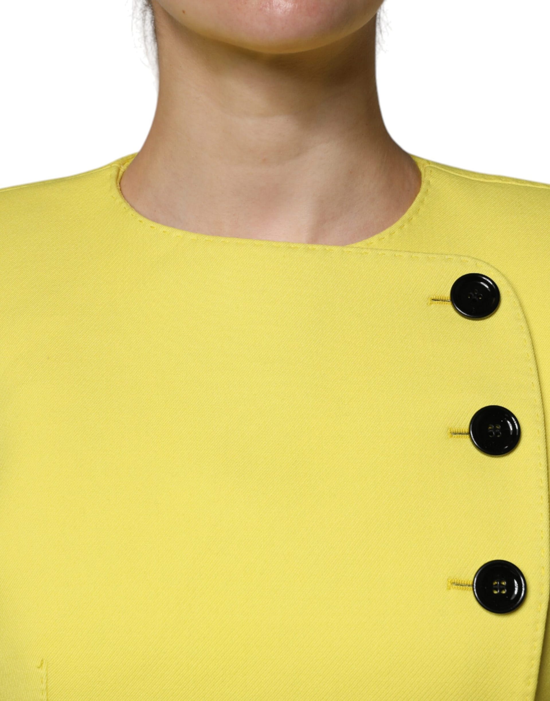 Dolce & Gabbana Lemon Yellow Wool Long Sleeves Cropped Coat Jacket - Image 5