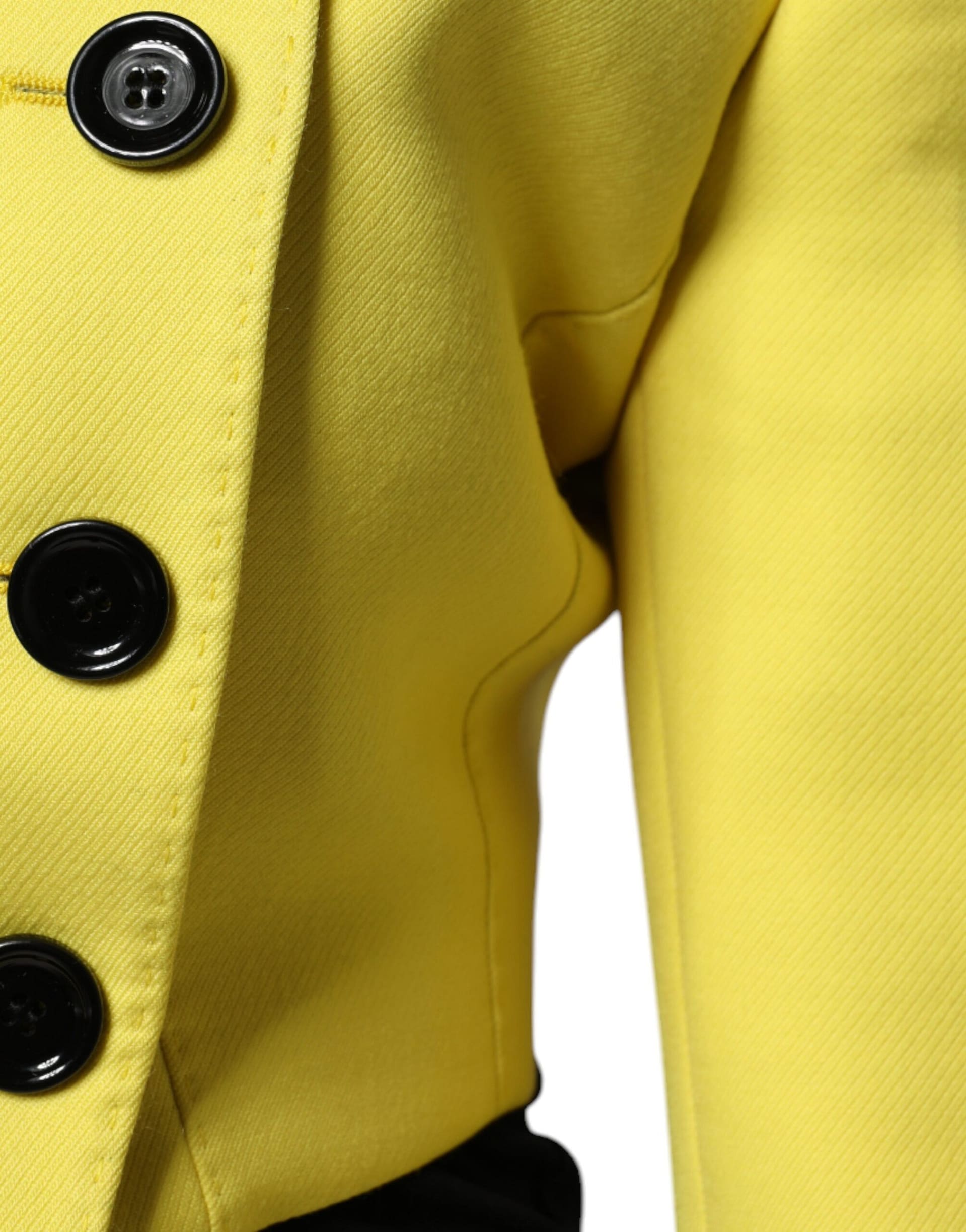 Dolce & Gabbana Lemon Yellow Wool Long Sleeves Cropped Coat Jacket - Image 6