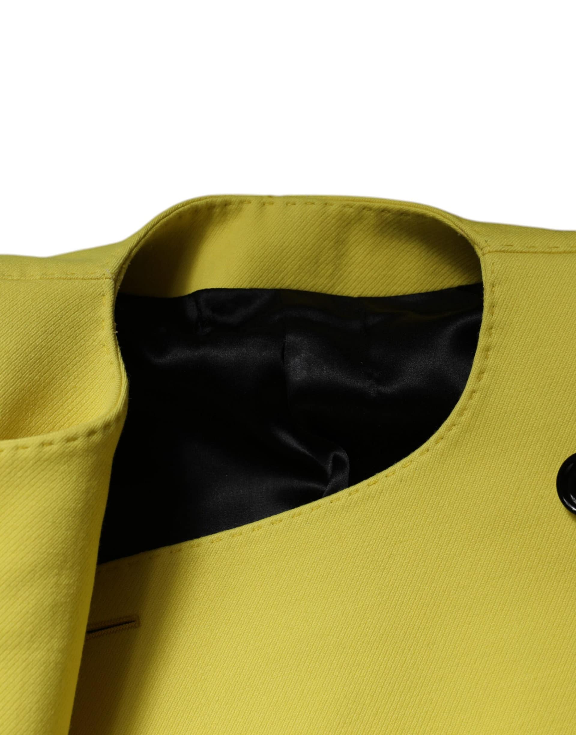 Dolce & Gabbana Lemon Yellow Wool Long Sleeves Cropped Coat Jacket - Image 7