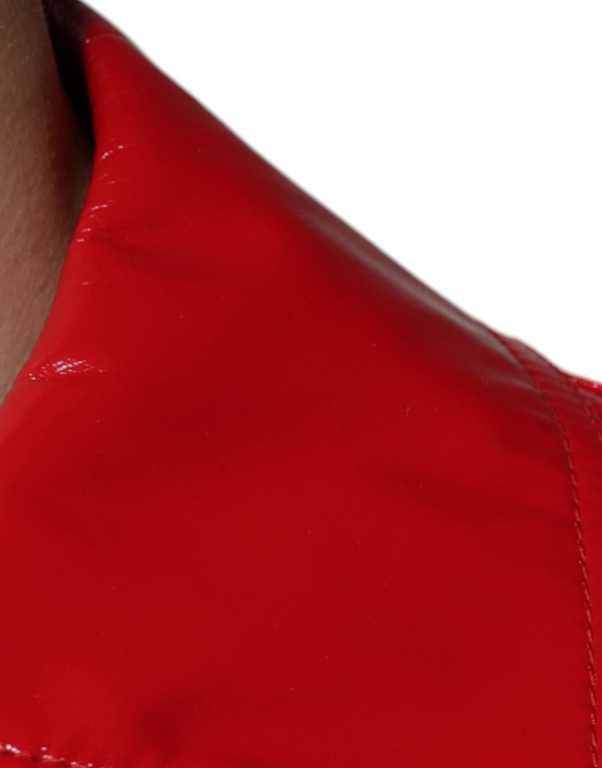 Dolce & Gabbana Red Polyester Button Down Collared Jacket - Image 6