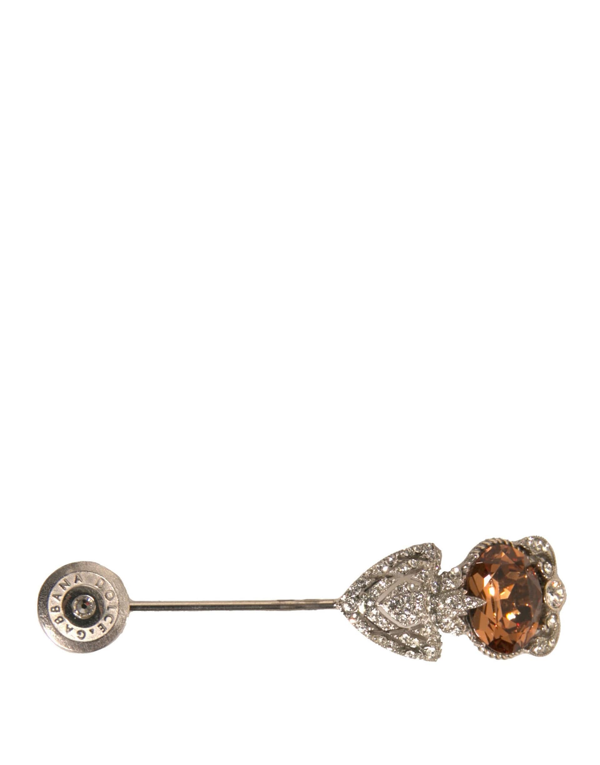 Dolce & Gabbana Silver 925 Sterling Silver Crystals Pin Collar Brooch - Image 2