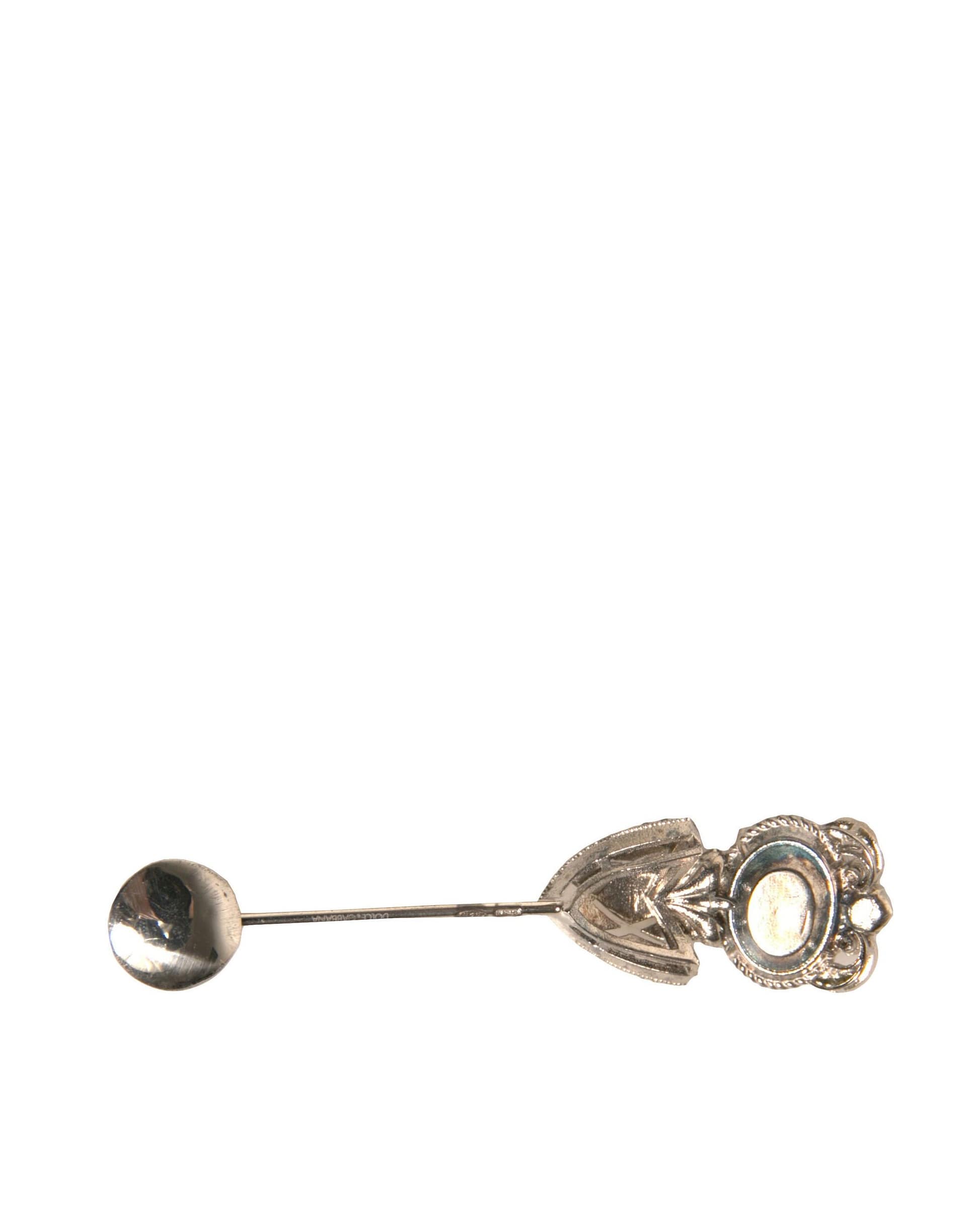 Dolce & Gabbana Silver 925 Sterling Silver Crystals Pin Collar Brooch - Image 3