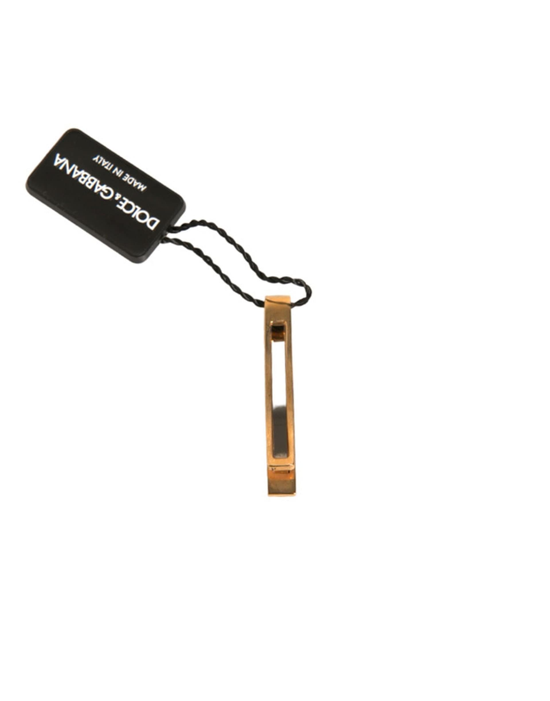 Dolce & Gabbana Gold Tone Brass Crystal Branded Tie Clip Bar - Image 4