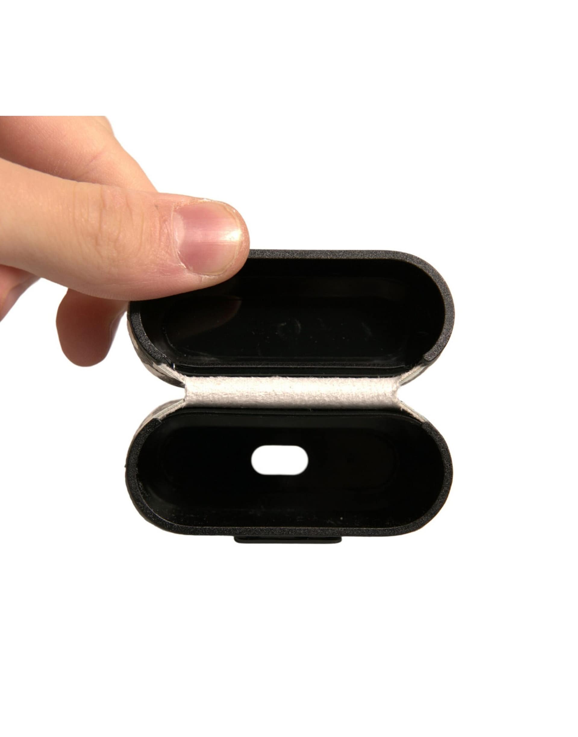 Dolce & Gabbana Black White Leather Scribble Embossed Logo Airpods Case - Image 6