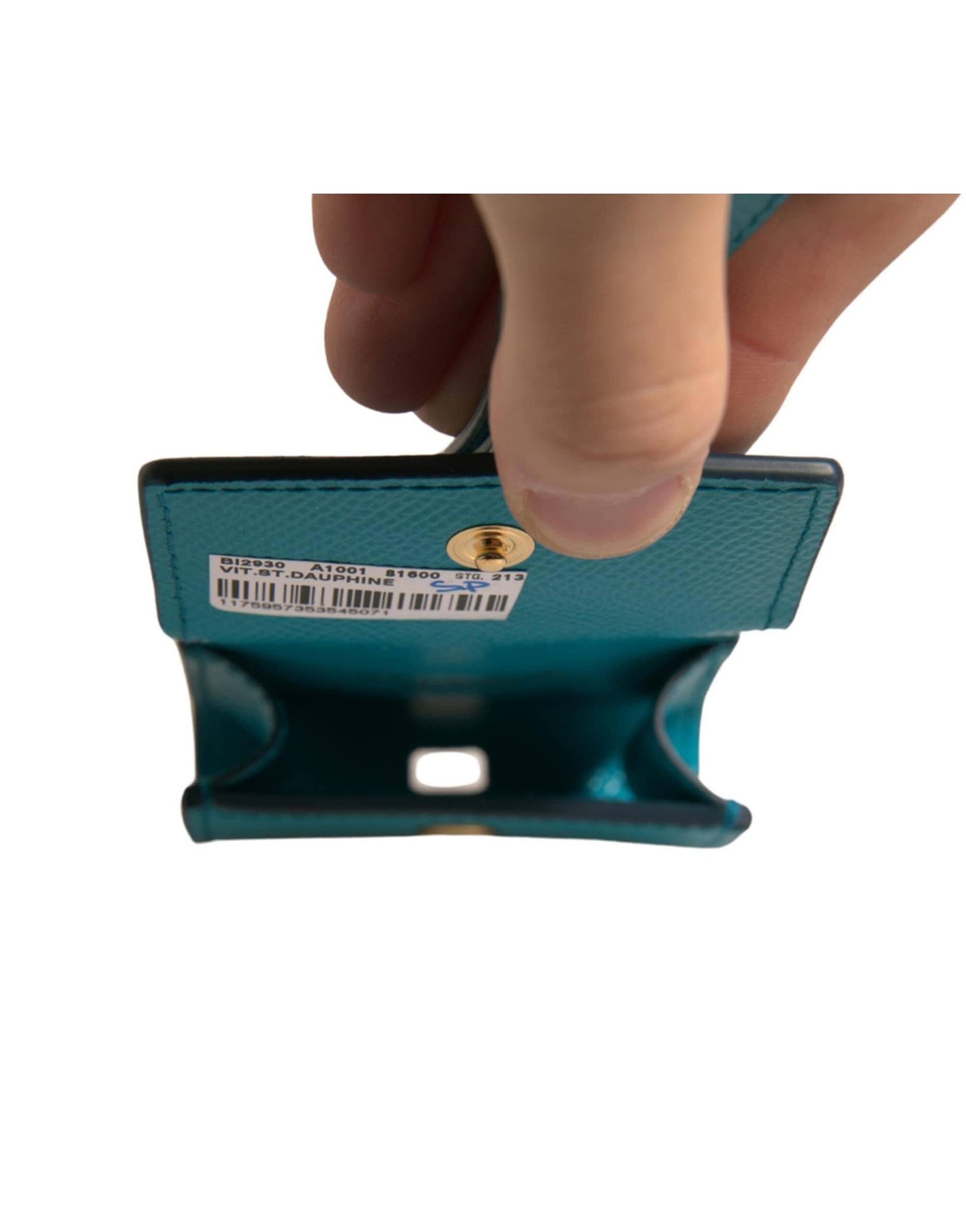 Dolce & Gabbana Green Logo Plaque Leather Gold Metal Strap Airpods Case - Image 7