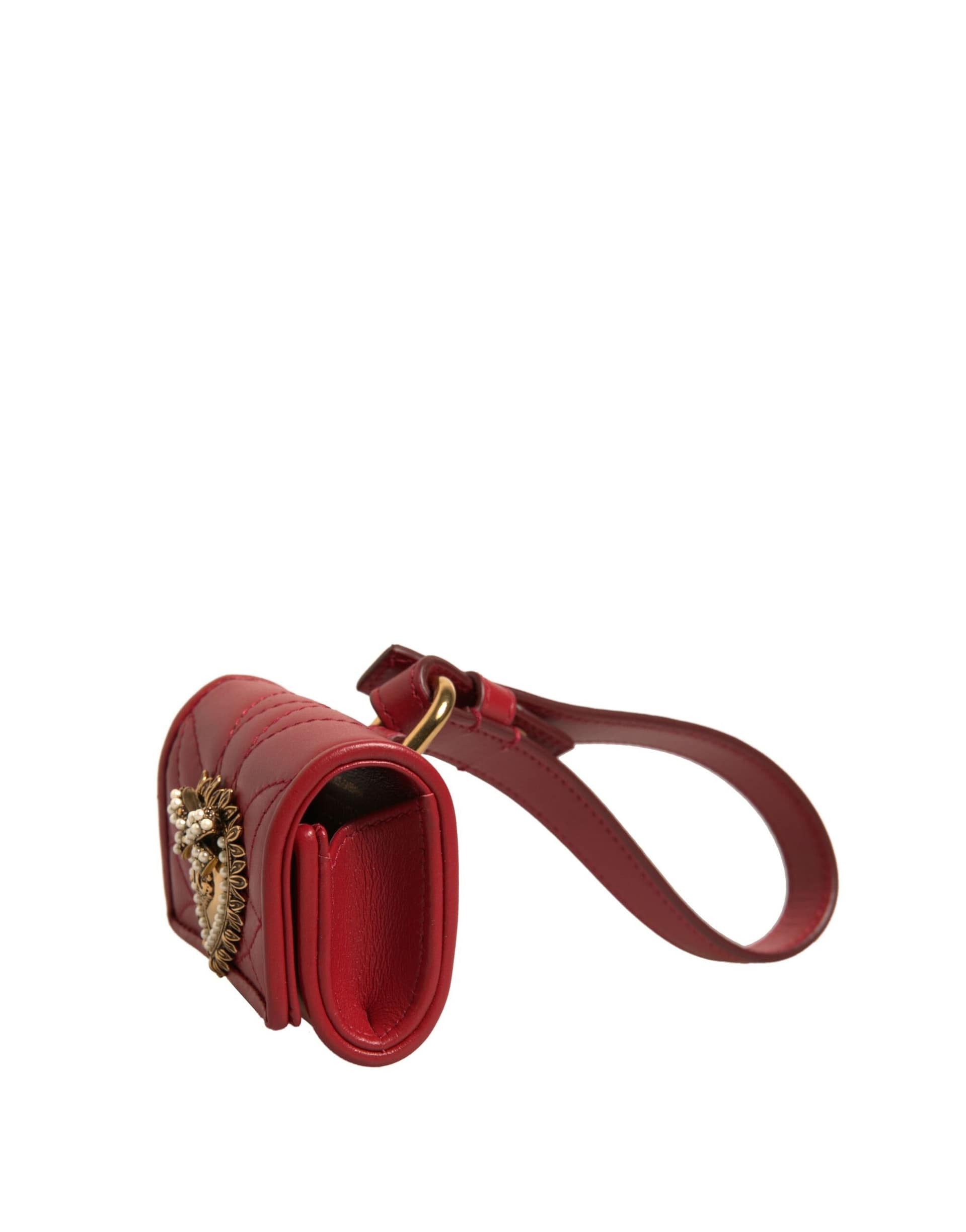 Dolce & Gabbana Black Leather Devotion Heart Strap Airpod Case - Image 3