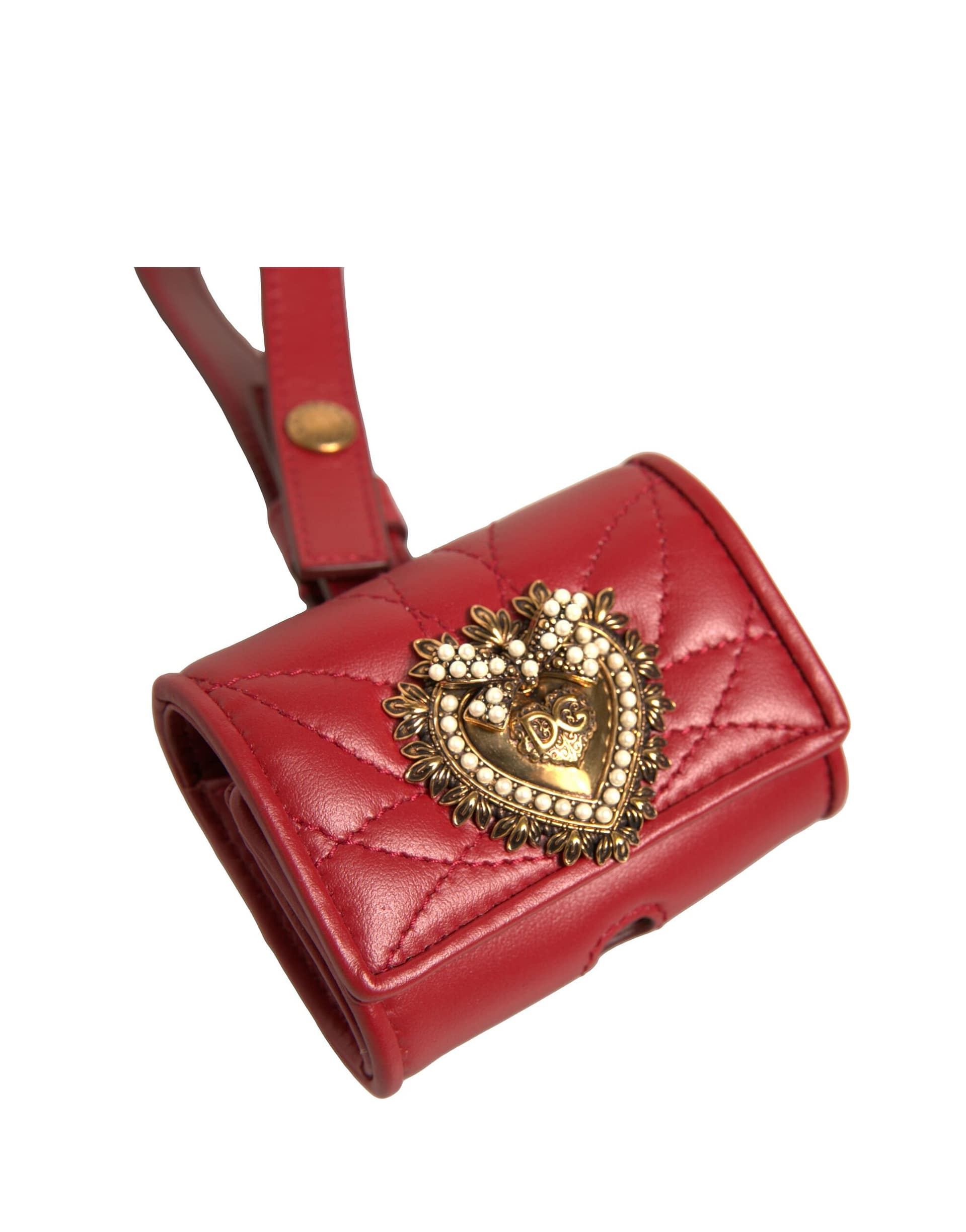 Dolce & Gabbana Black Leather Devotion Heart Strap Airpod Case - Image 5