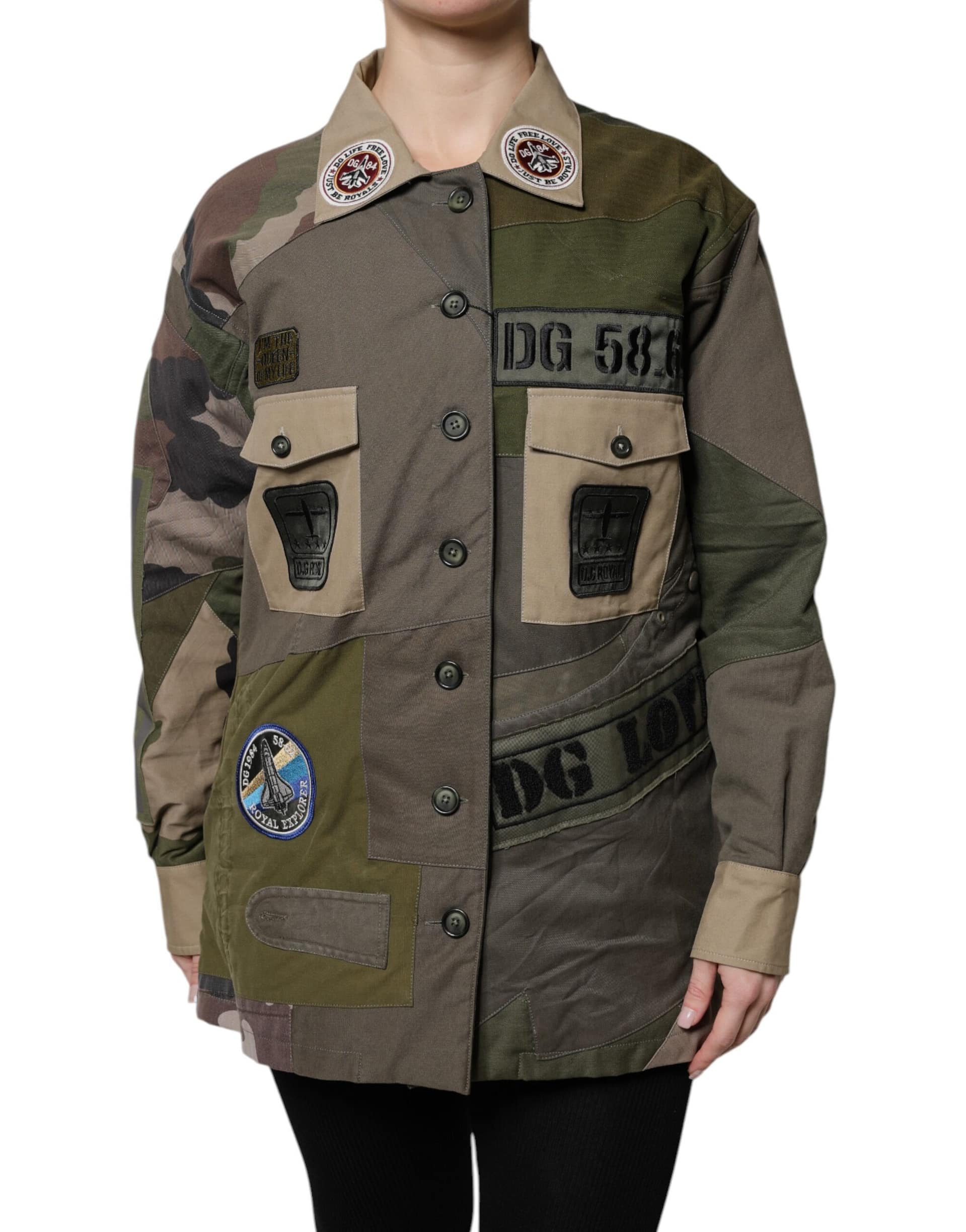 Dolce & Gabbana Military Green Cotton Button Down Jacket - Image 2