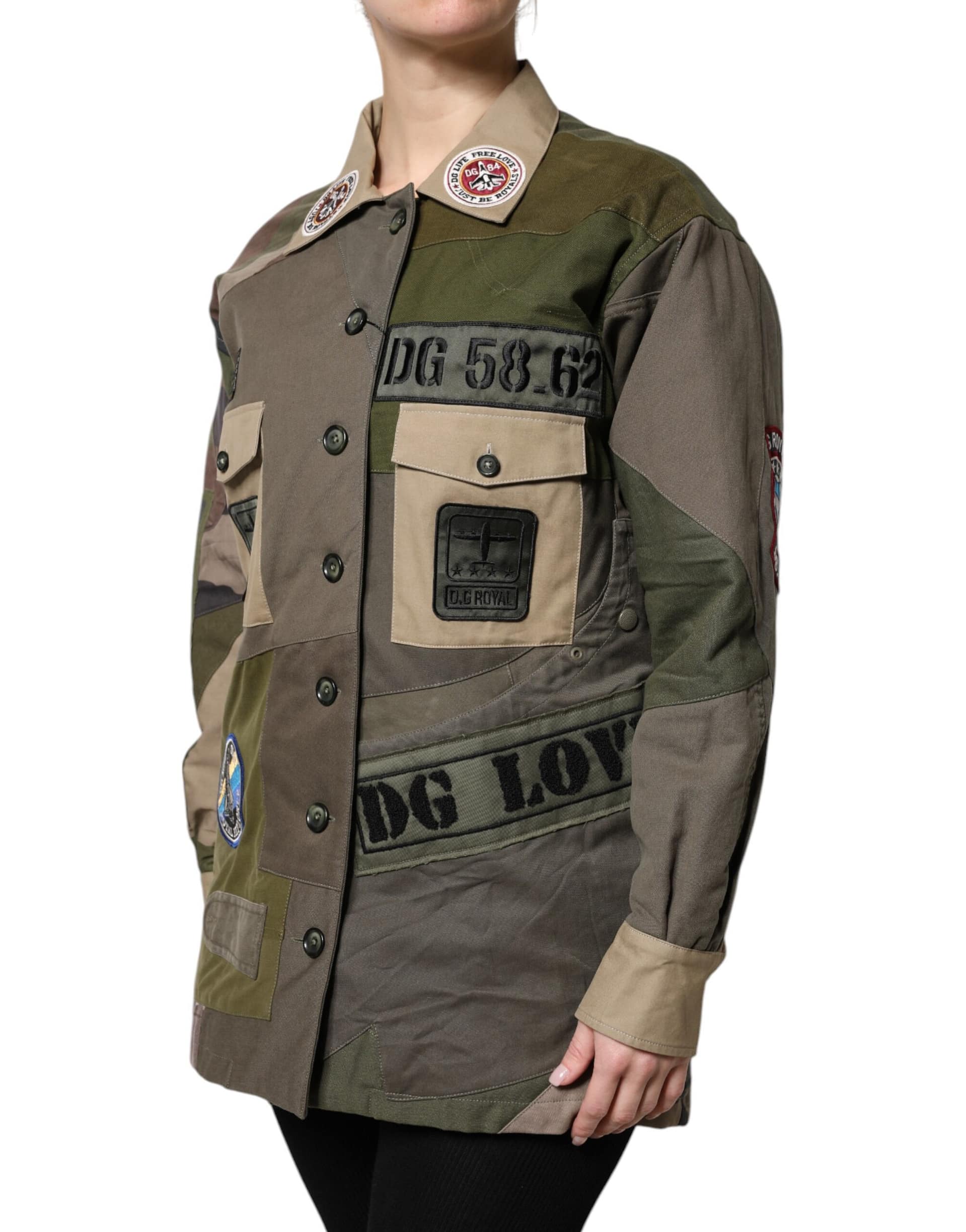 Dolce & Gabbana Military Green Cotton Button Down Jacket - Image 3