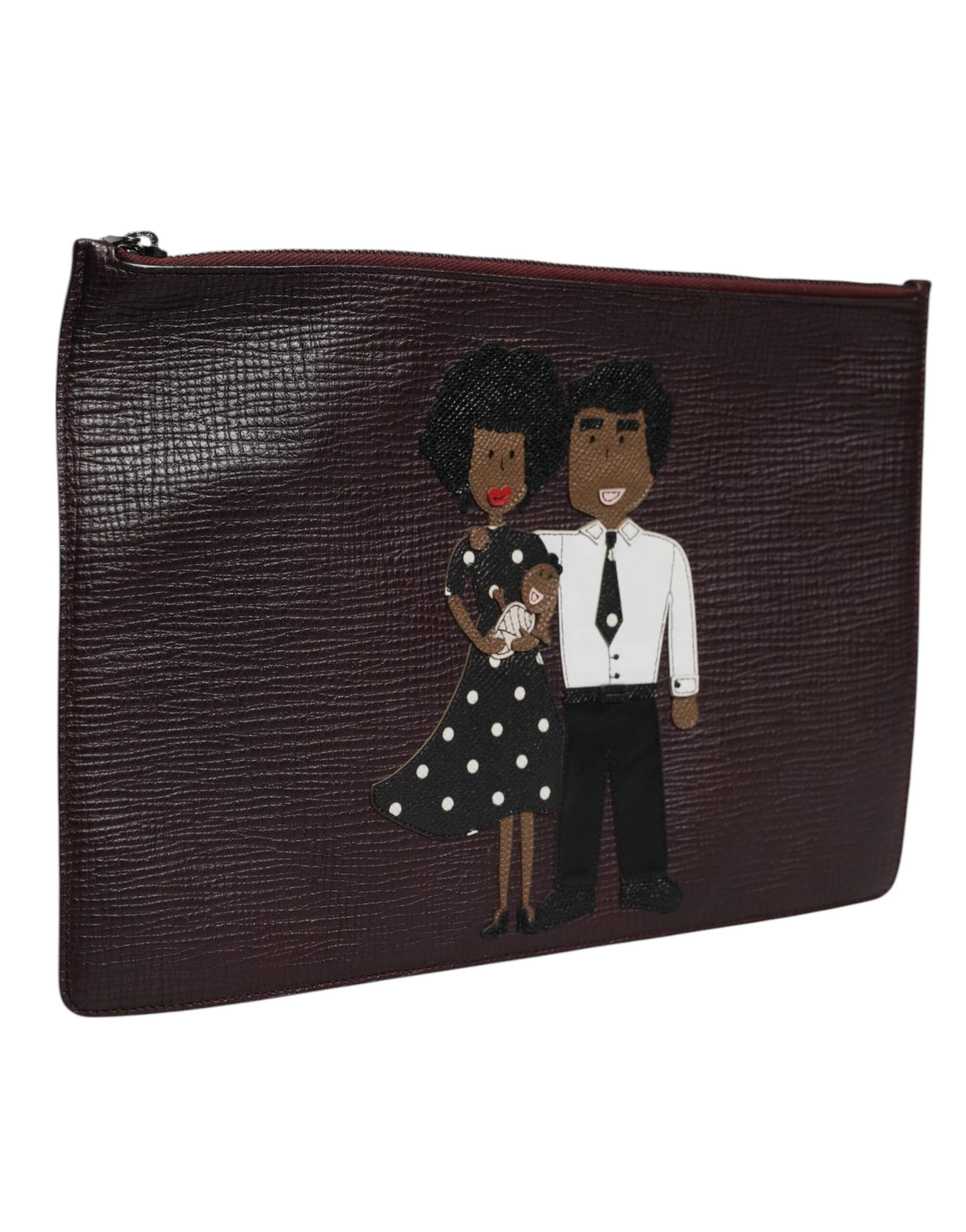 Dolce & Gabbana Brown Leather #DGFAMILY Embellished Men Clutch Pouch Bag - Image 3