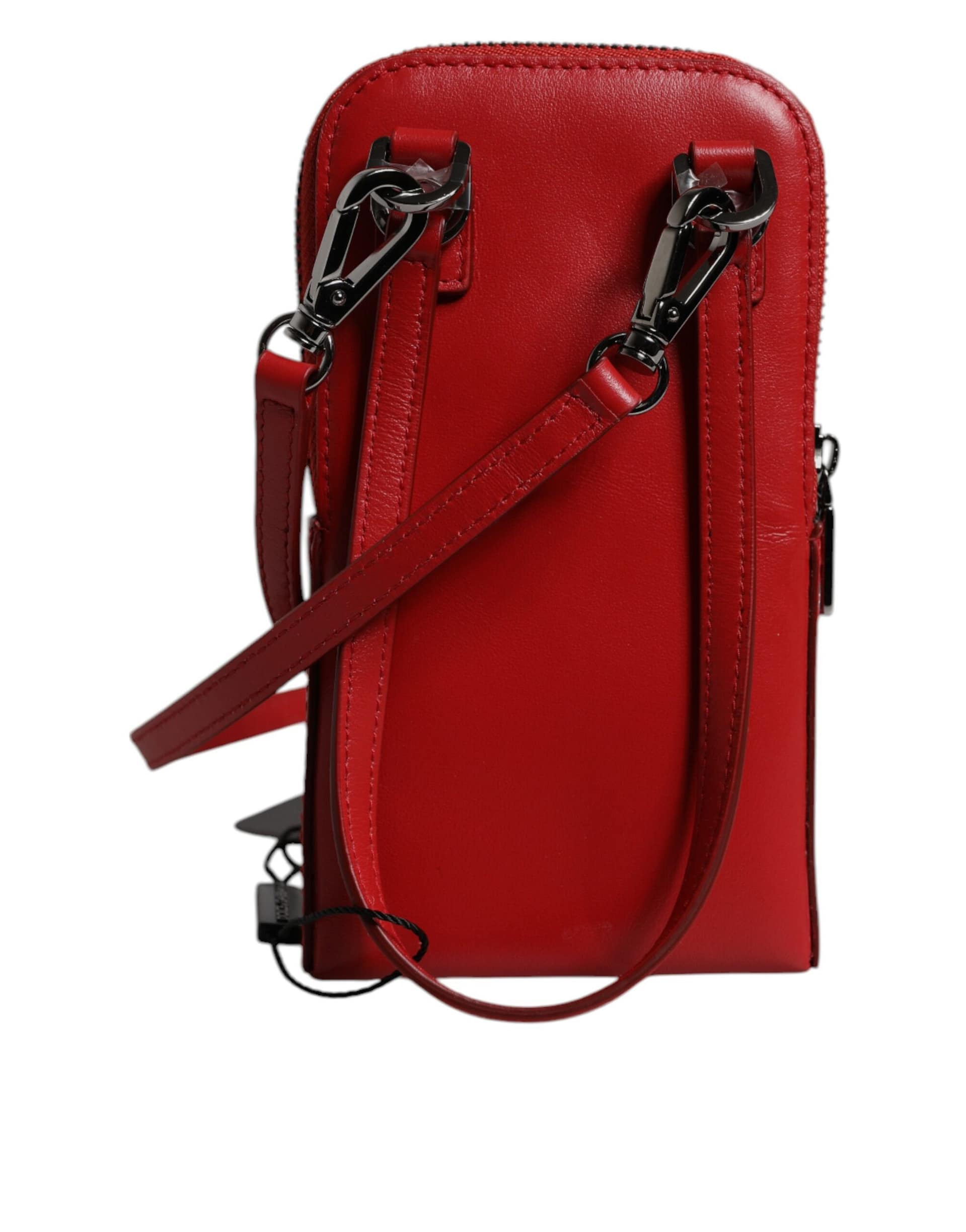 Dolce & Gabbana Red Leather Purse Phone Sling Crossbody Neck Strap Bag - Image 4