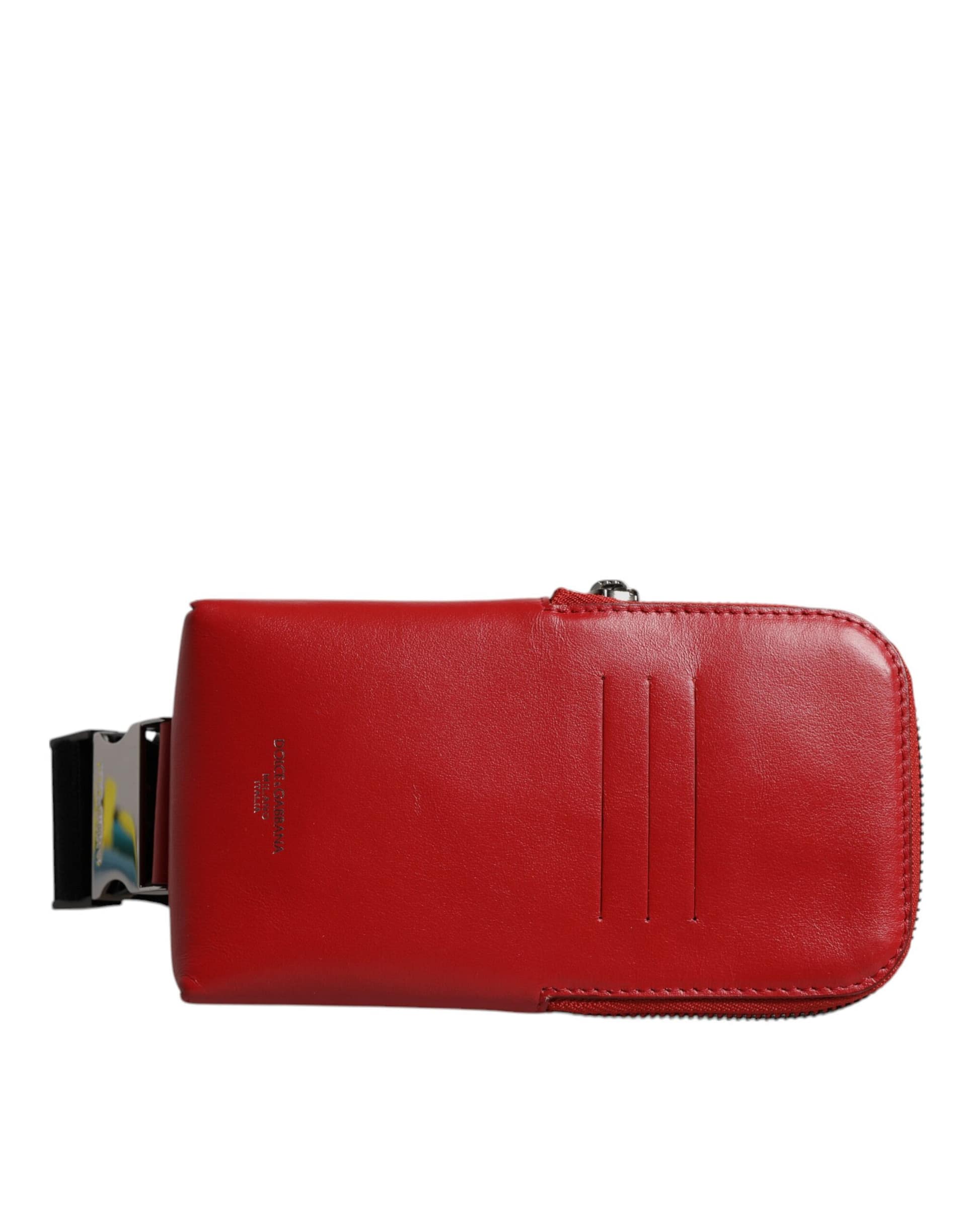 Dolce & Gabbana Red Calfskin Logo Purse Phone Belt Waist Bag - Image 2