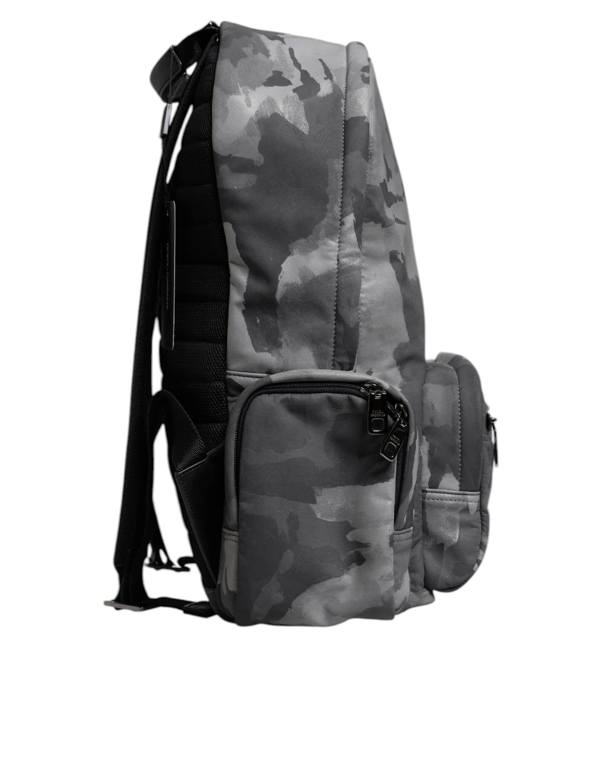 Dolce & Gabbana Gray Cotton Camouflage Logo Plaque Backpack Bag - Image 4