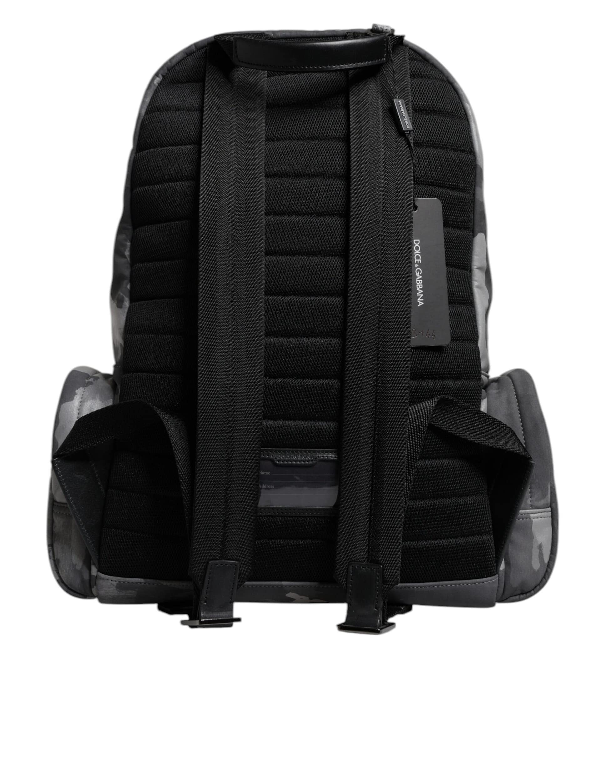 Dolce & Gabbana Gray Cotton Camouflage Logo Plaque Backpack Bag - Image 5