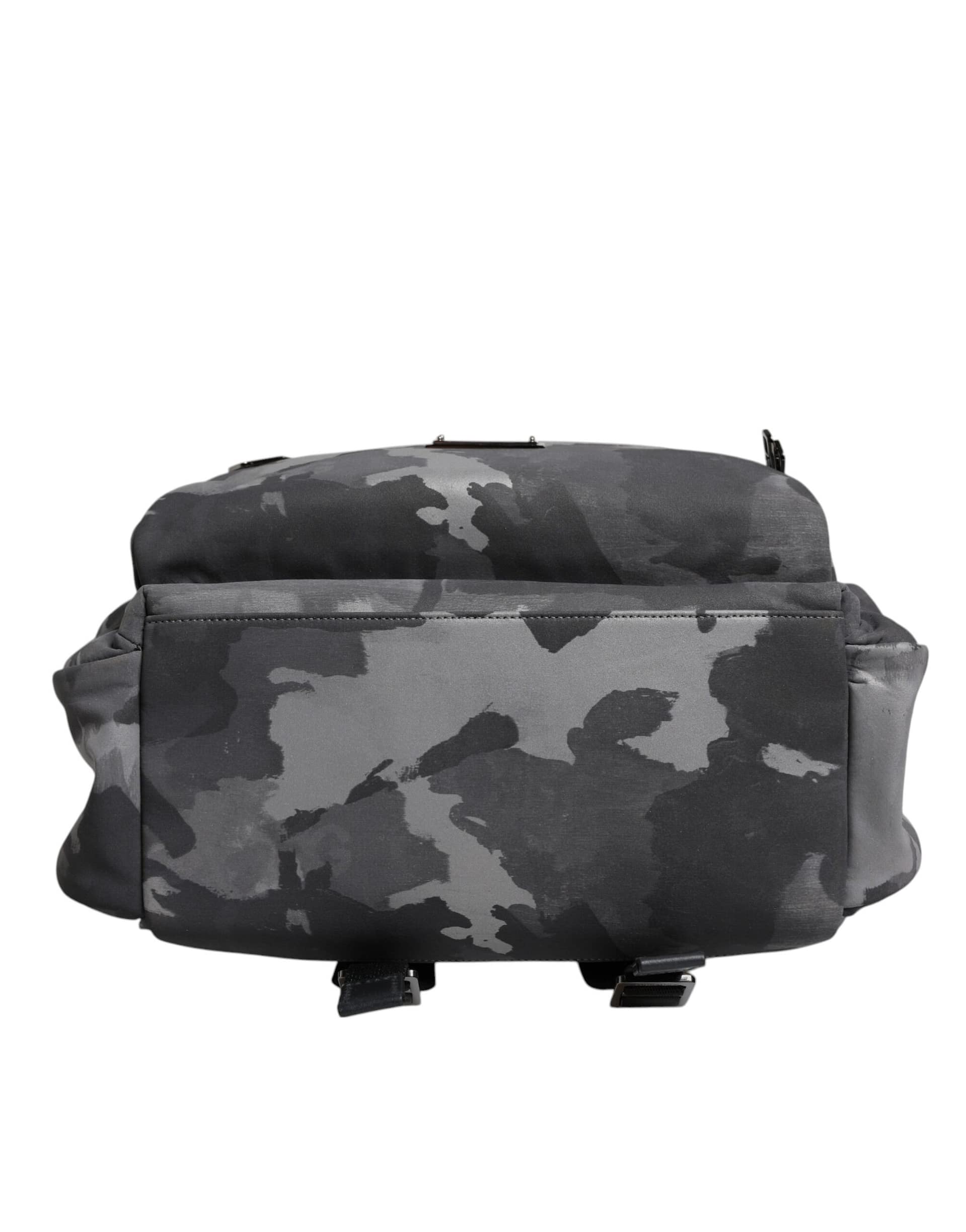 Dolce & Gabbana Gray Cotton Camouflage Logo Plaque Backpack Bag - Image 6