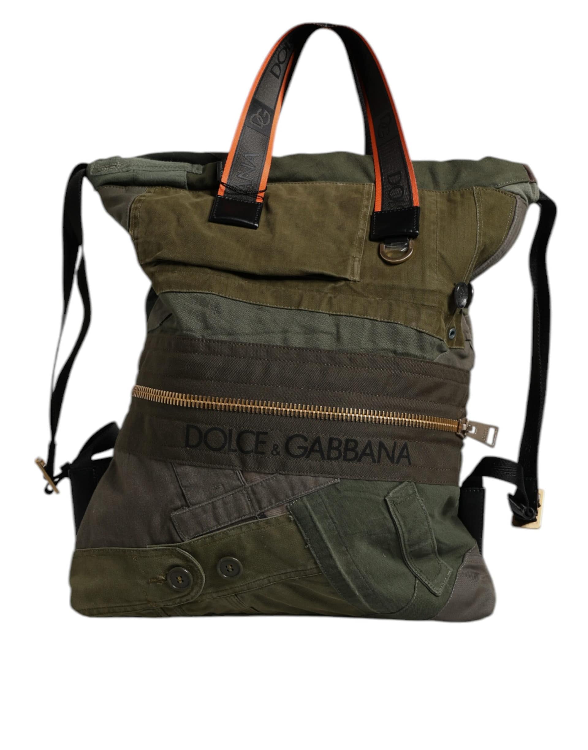 Dolce & Gabbana Military Green Patchwork Rucksack Backpack Bag - Image 5