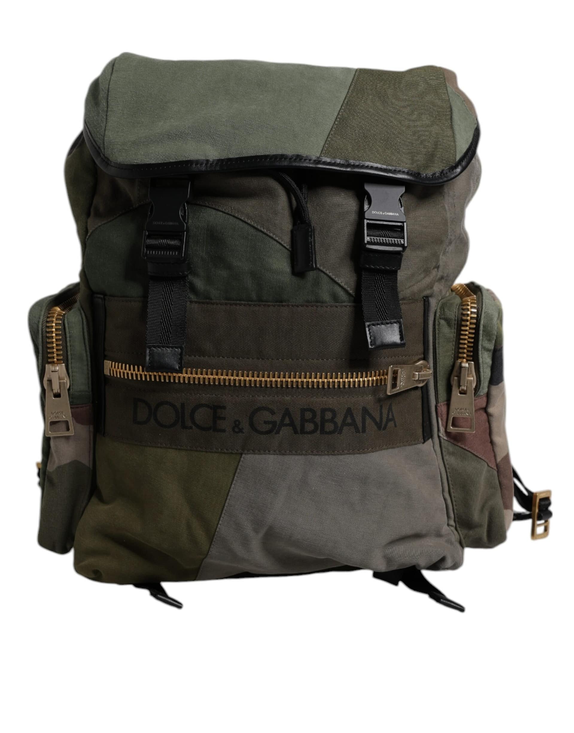 Dolce & Gabbana Military Green Patchwork Travel Backpack Bag - Image 6