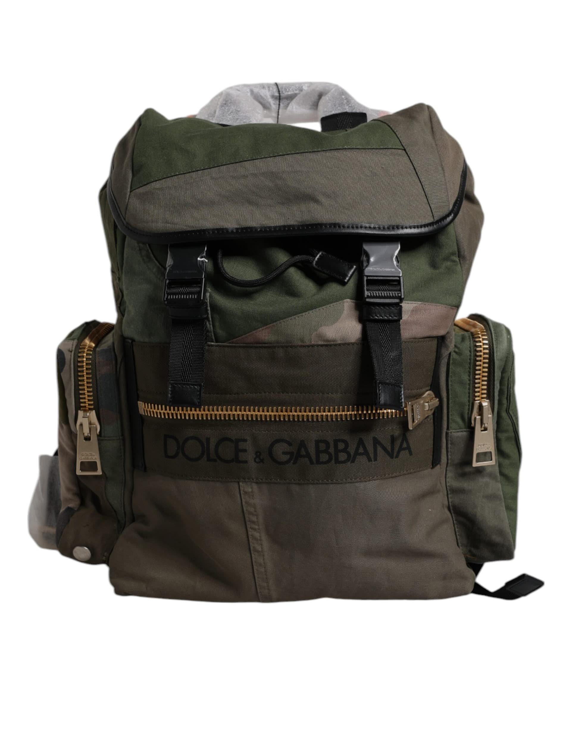Dolce & Gabbana Military Green Patchwork Travel Backpack Bag - Image 6