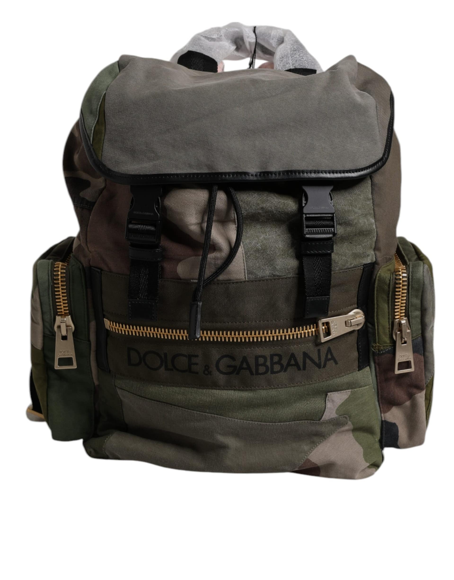 Dolce & Gabbana Military Green Patchwork School Backpack Bag